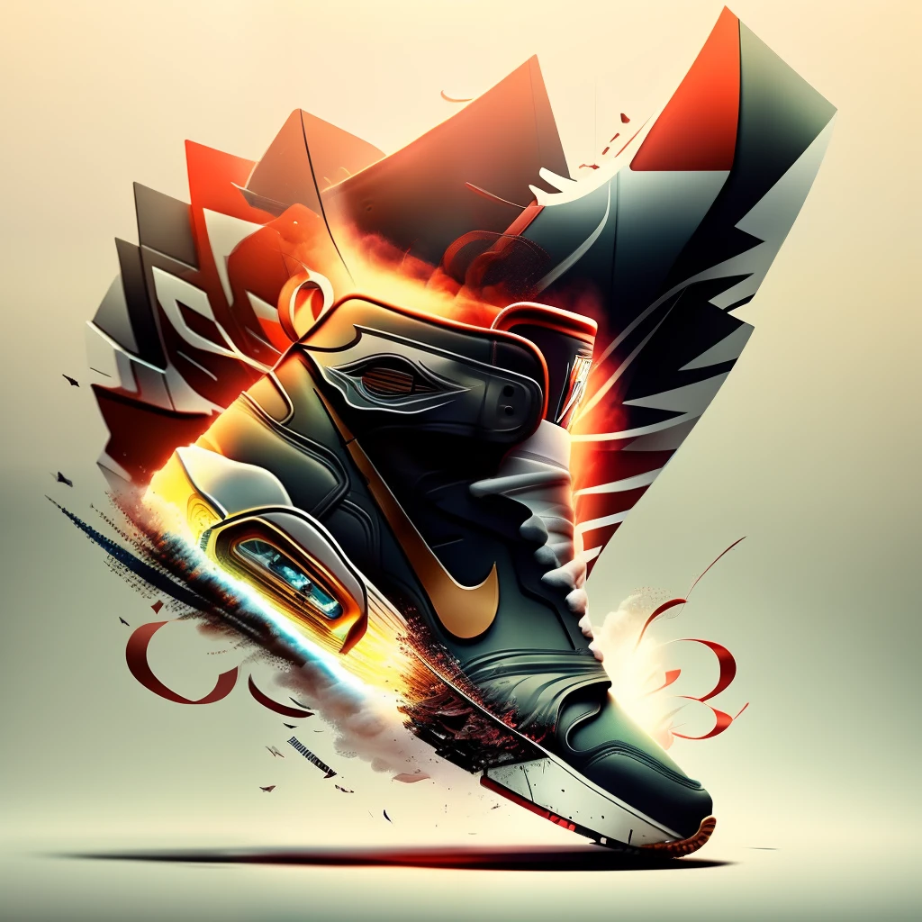 shoeai, sneakers, nike, sneaker, shoe, a pair of shoes, masterpiece ; behance hd, powerful explosions