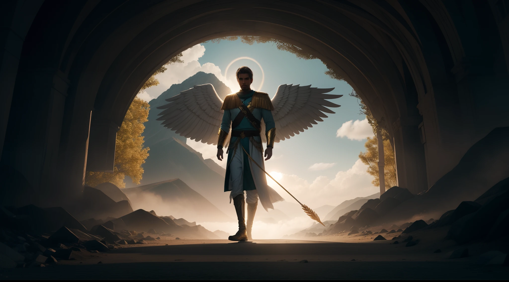 anjo masculino de deus, anjo masculino, The angel of God's army, Golden Army, Rosto detalhado, army, face sem defeito, Normal face, tempestade, Towards the Heavens, celestial, divino, fotorrealista, renderizado, 4k, 8k, texturas detalhadas, sombras detalhadas, decente, cores detalhadas, anjo masculino de deus, Contraste realista, Texturas fotorrealistas, cores detalhadas, cores realistas, sombras detalhadas,