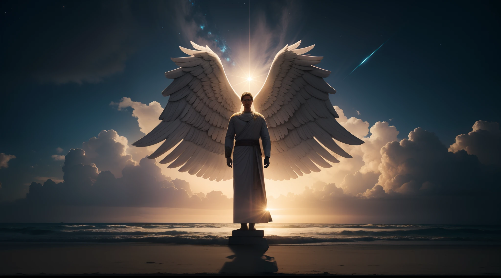 anjo masculino de deus, anjo masculino, The angel of God's army, Golden Army, Rosto detalhado, army, face sem defeito, Normal face, tempestade, Towards the Heavens, celestial, divino, fotorrealista, renderizado, 4k, 8k, texturas detalhadas, sombras detalhadas, decente, cores detalhadas, anjo masculino de deus, Contraste realista, Texturas fotorrealistas, cores detalhadas, cores realistas, sombras detalhadas,
