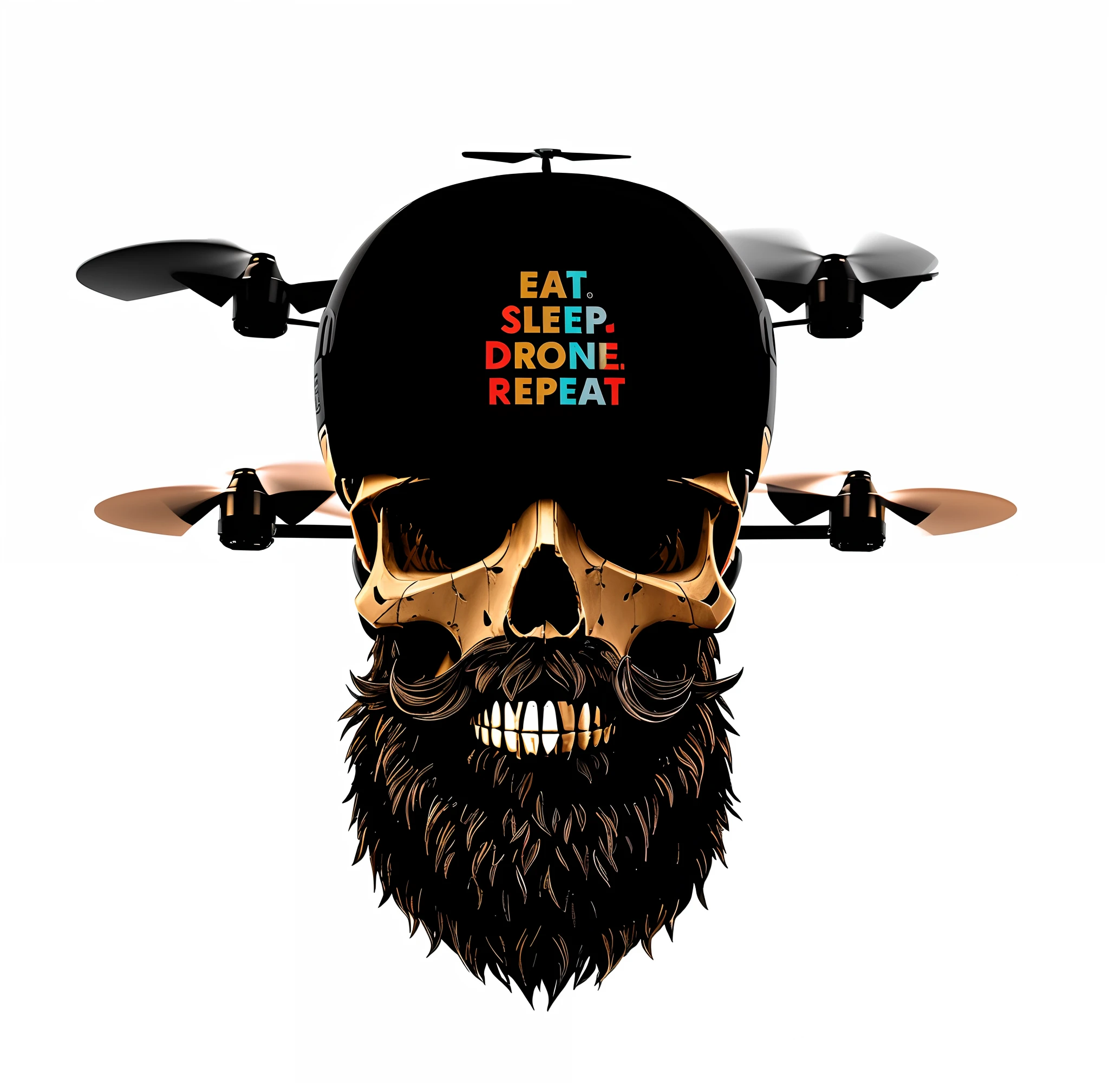 arafed skull with beard and mustache flying a quadcopter, deadly drone, PunkDrone, O Rei dos Drones, bearded skull, drone, skull design for a rock band, Perspective of the drone, Drone iminente, Drones, Drone viewpoint, bad drone camera, print ready, apple skull, capacete de caveira, skull head, 2 0 2 0, 2020