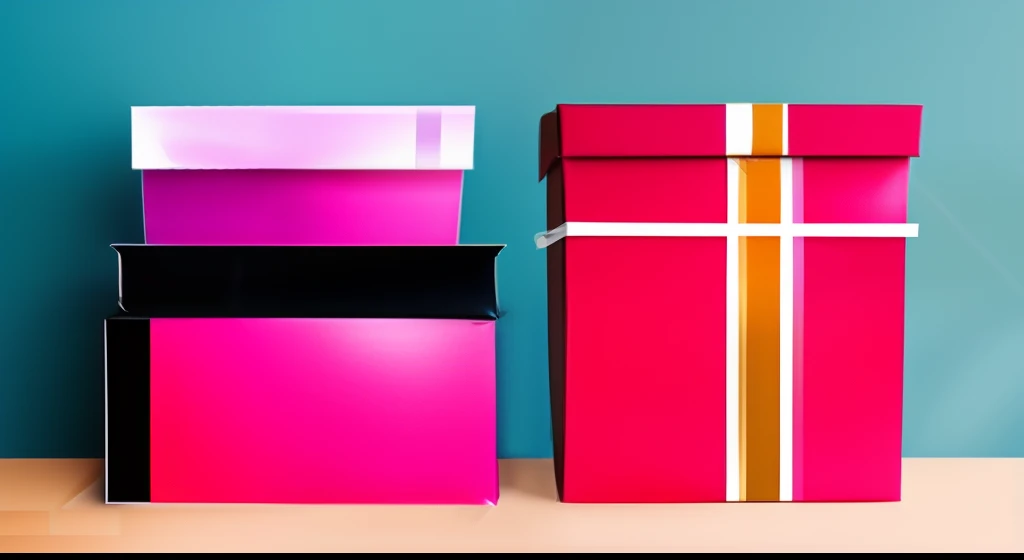 Multiple gift boxes、hands on back ground、top-quality、happiness、PastelColors、