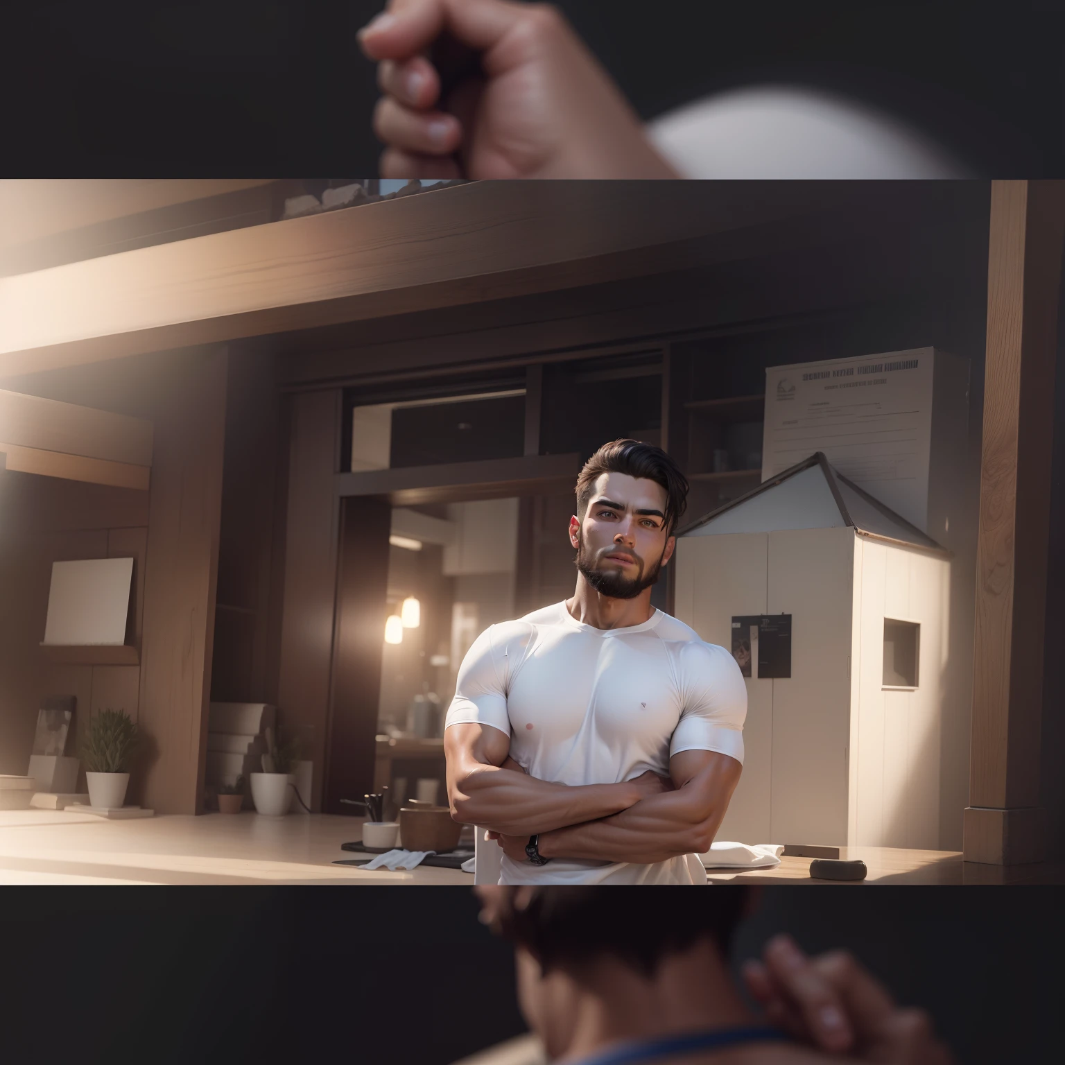 Change background muscular handsome boy, realistic face, 8k ultra realistic