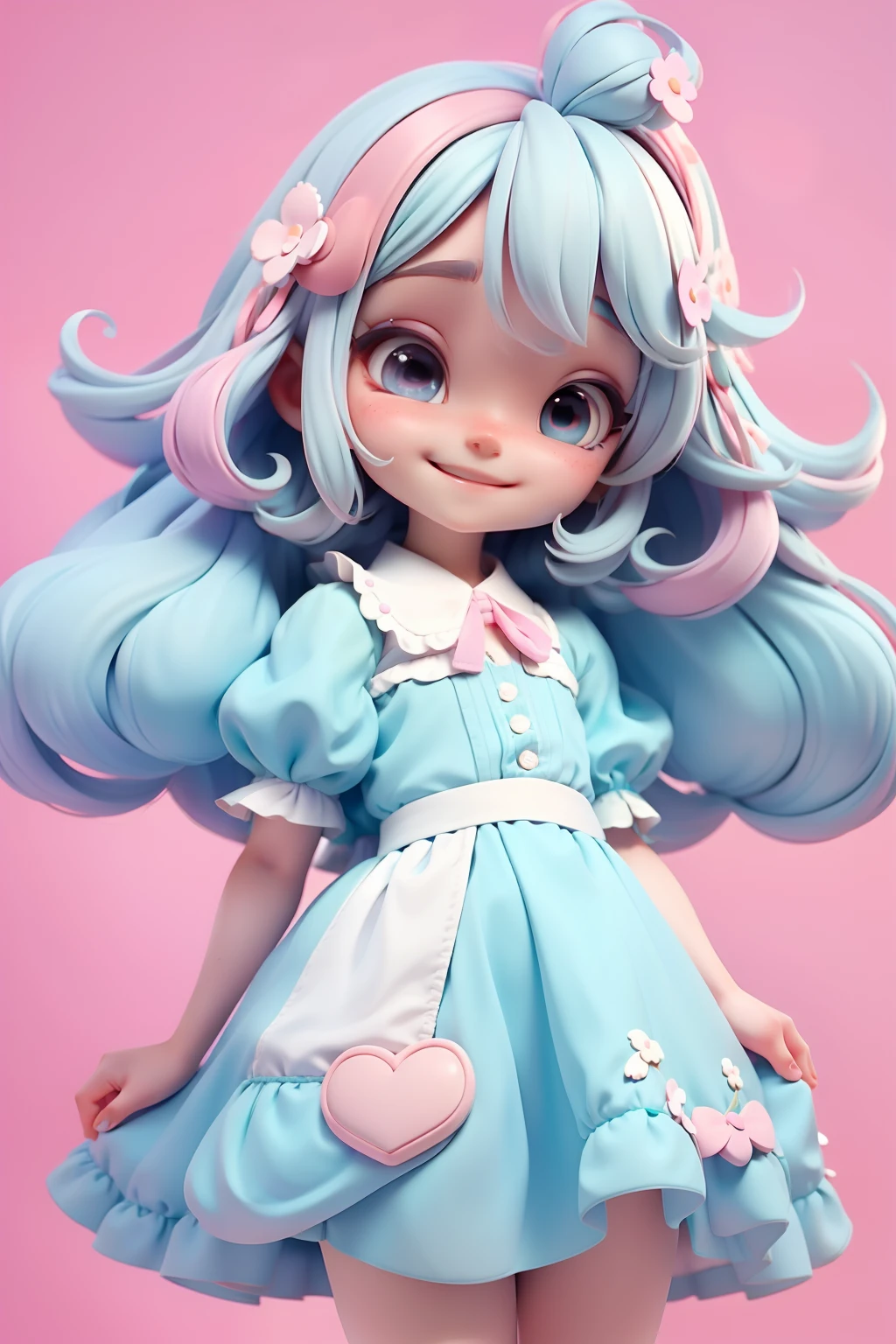 Loli cute Alice in the Wonderland, menina meiga, olhos delicados, pastel tone, cabelo e roupa multicolorido, sorriso delicado, fundo simples e branco