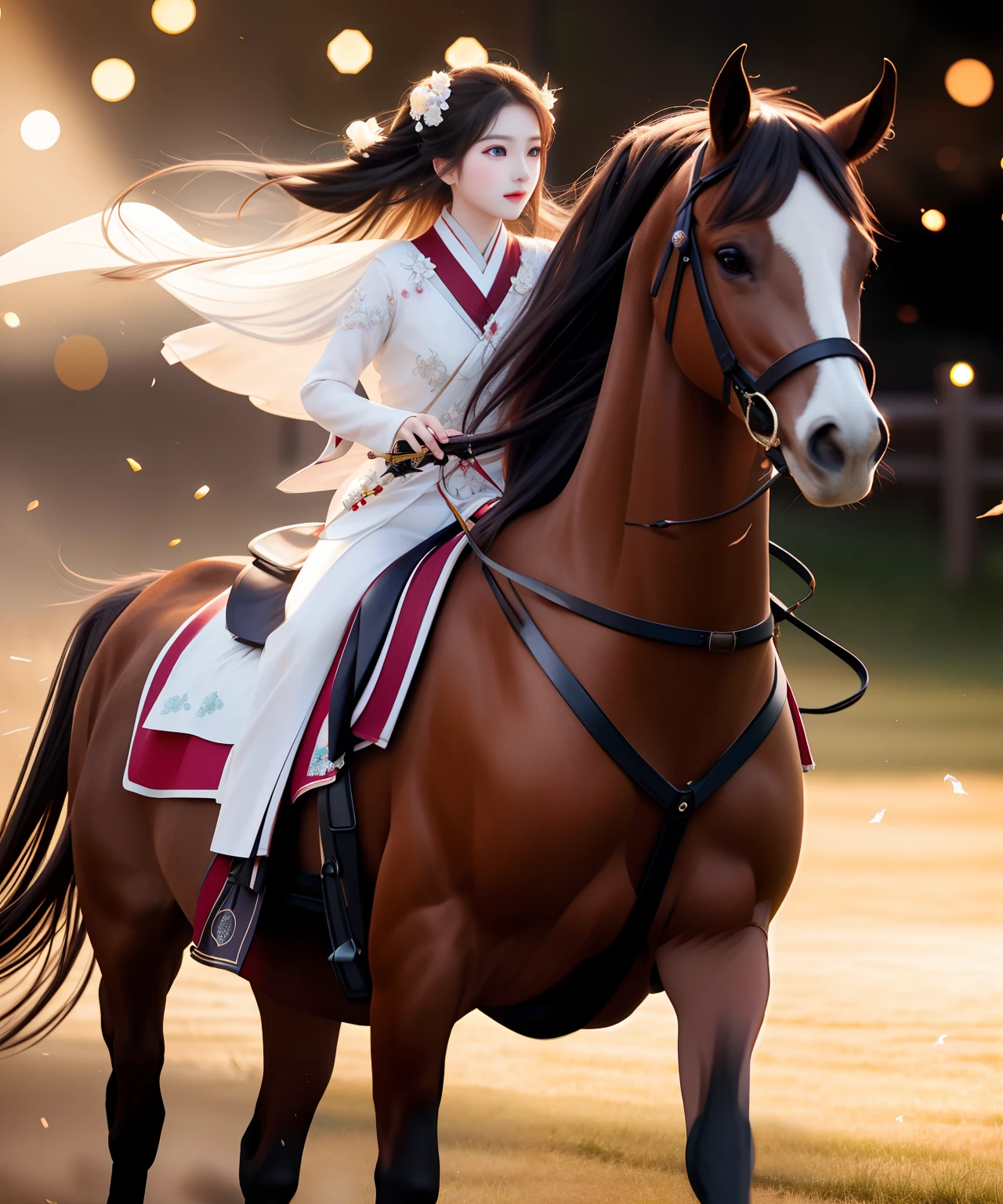 Ten thousand horses galloping,classical,Beautuful Women,Delicate face,Beautiful hair,White skin,Bright eyes,