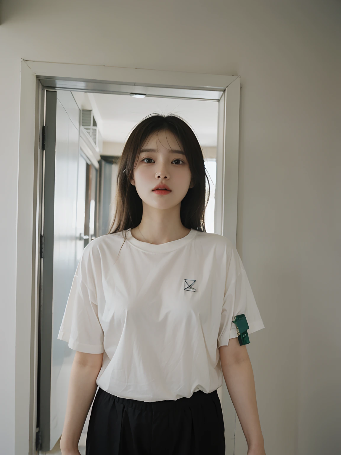 There was a woman standing in a room,in a white shirt, xiang duan, Zhang Wanting, xintong chen, A young Asian woman, Yun Ling, chiho, photograph of a woman, inspired by Ma Yuanyu, wenfei ye, xiaofan zhang, Qiu Fang, mingchen shen, wearing a tshirt, Zhang Pengzhen