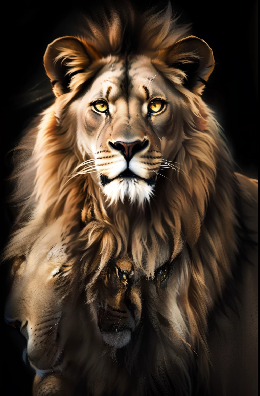 Olhos brilhantes de felino. lion eyes