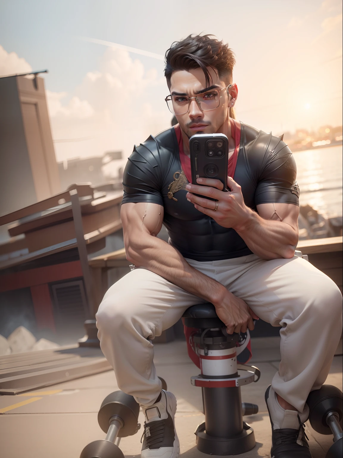 Change background muscular handsome boy, realistic face, 8k ultra realistic