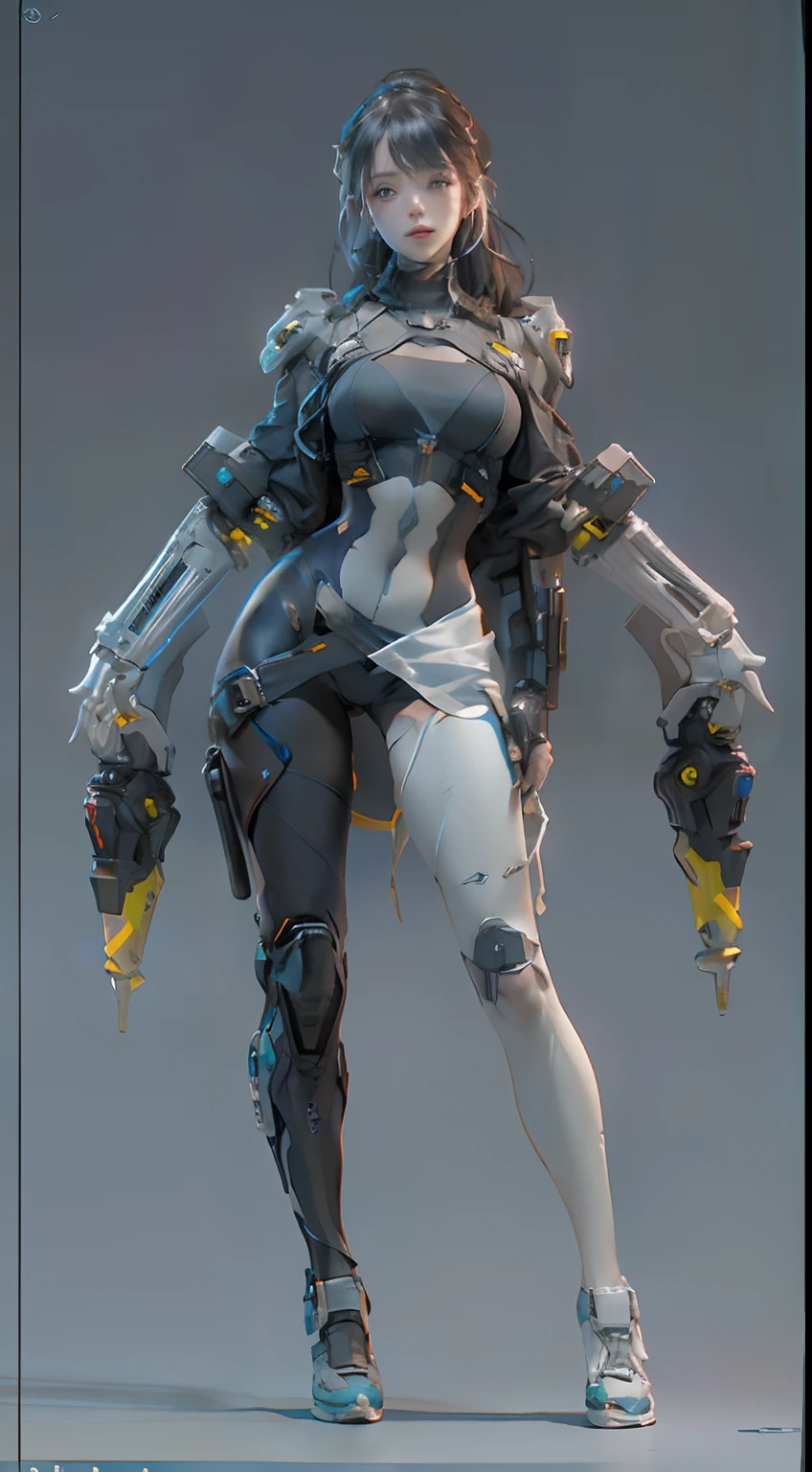 (Best Quality), ((Masterpiece), (Detail: 1.4), 3D, A Beautiful Cyberpunk Woman, HDR (High Dynamic Range), Ray Tracing, NVIDIA RTX, Super-Resolution, Unreal 5, Subsurface Scattering, PBR Textures, Post-Processing, Anisotropic Filtering, Depth of Field, Maximum Sharpness and Clarity, Multi-layer Textures, Albedo and Highlight Maps, Surface Shading, Accurate simulation of light-material interactions, perfect proportions, Octane Render, two-color light, large aperture, low ISO, white balance, rule of thirds, 8K RAW, exposed side breasts, fair slender long legs