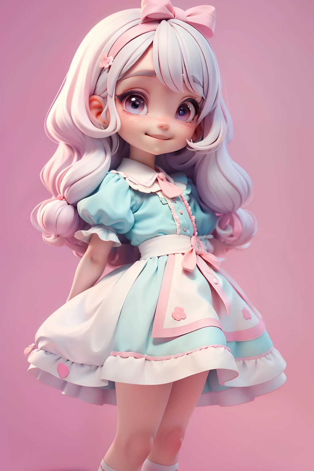 Loli cute Alice in the Wonderland, menina meiga, olhos delicados, pastel tone, cabelo e roupa multicolorido, sorriso delicado, fundo simples e branco