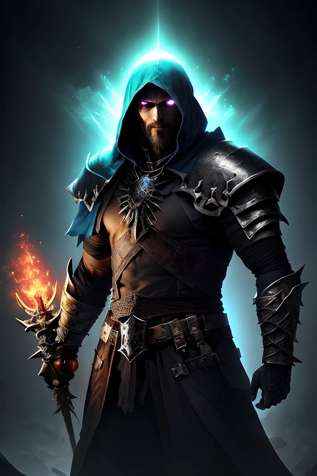 (papel de parede 8k extremamente detalhado), an average photo of a handsome fearsome necromancer warrior, intrincado, alto detalhe, Dramatic