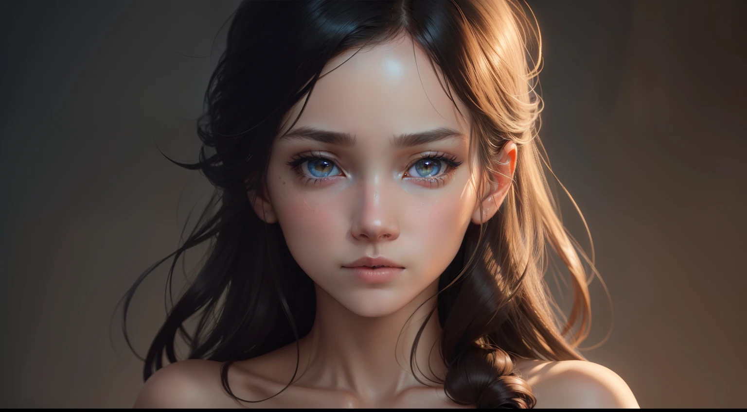 32K、1girl in、20 years girl、Realistic lighting、back lighting、Facial Lights、Ray tracing、(brightened light:1.2)、(Quality improvement:1.4)、(Realistic textured skin of the highest quality:1.4)、fine detailed eyes、A detailed face、Fine quality eye、(Tired, sleepy and satisfied: 0.0)、Face close-up、fullnude、small tits、short-hair