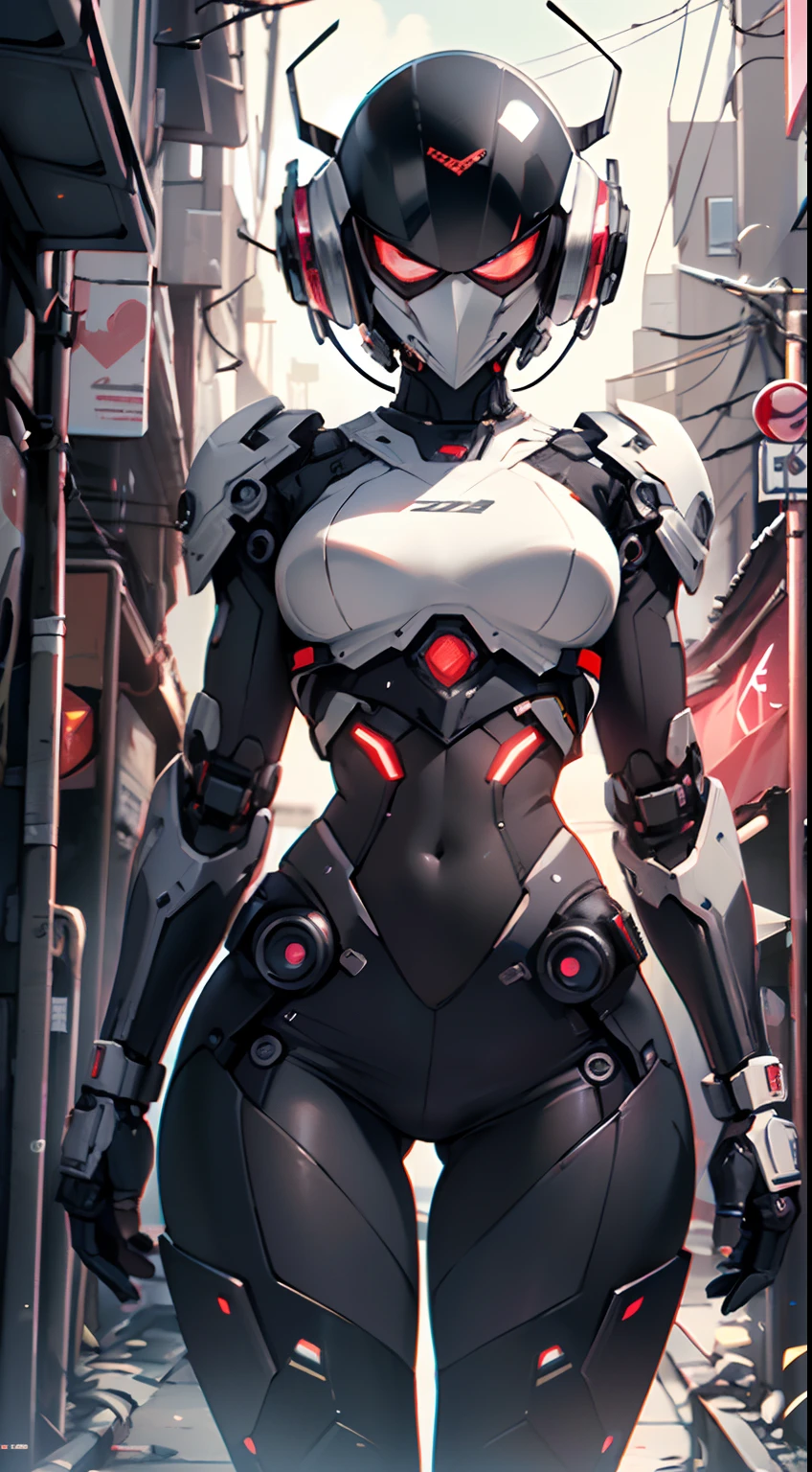 assaultron, itrobo2022, 1girl, solo, breasts:1.4, looking at viewer, robot, humanoid robot, robot joints, one-eyed, joints, no humans, ((black armor, black pants)), wide hips, curvy, mechanical arms, crotch plate, science fiction, post-apocalypse, outside, large breasts
lot of rgb,(spider lower abdomen),
(((nsfw))),
motorcycle black helmet,(wearing head-mounted display that is chunky and hi-tech with neon lights:1.2), corporate logos,complete helmet,no face,black body,black skin,black robotic body,((((technological face mask,Cybernetic_Jawless, mask)))),
(dynamic pose:1.0),solo focus,embarrassed,centered,scale to fit dimensions,Rule of thirds,
outdoors,((night view)),(cyberpunk night street Background: 1.5,dark sky,alleyway,lonely alley,thick clouds,detailed background:1.25),
(best quality),(high resolution),(sharp focus),(ultra detailed),(extremely detailed),(extremely high quality artwork),8k_wallpaper,(extremely detailed CG 8k),(very fine 8K CG),((hyper super ultra detailed perfect piece)),flawless,(((masterpiece))),illustration,vibrant colors,(intricate),High contrast,Selective lighting,Double exposure,HDR (High Dynamic Range),Post-processing,Background blur,