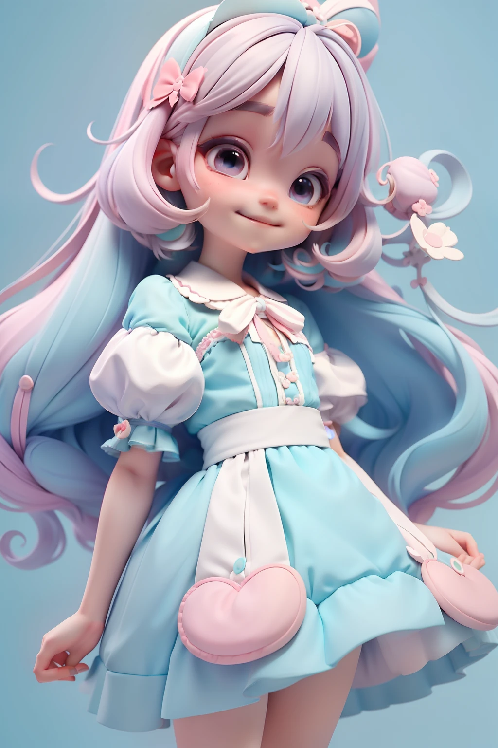 Loli cute Alice in the Wonderland, menina meiga, olhos delicados, pastel tone, cabelo e roupa multicolorido, sorriso delicado, fundo simples e branco