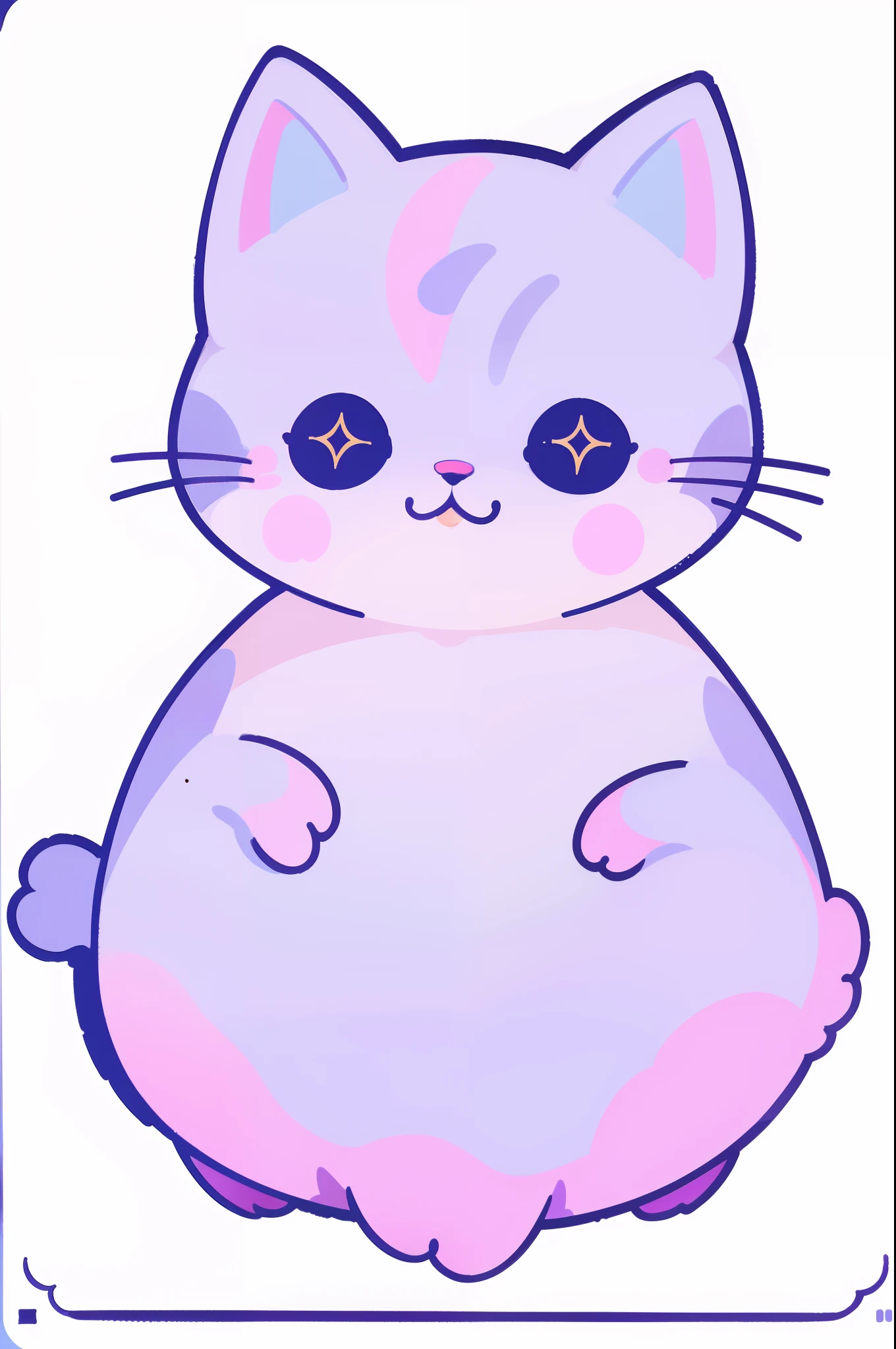 sticker of a, (pretty, a cat), the stars, whitebackground, No background, Simple background, minimal, cute, tiny, Pastel color, vector style