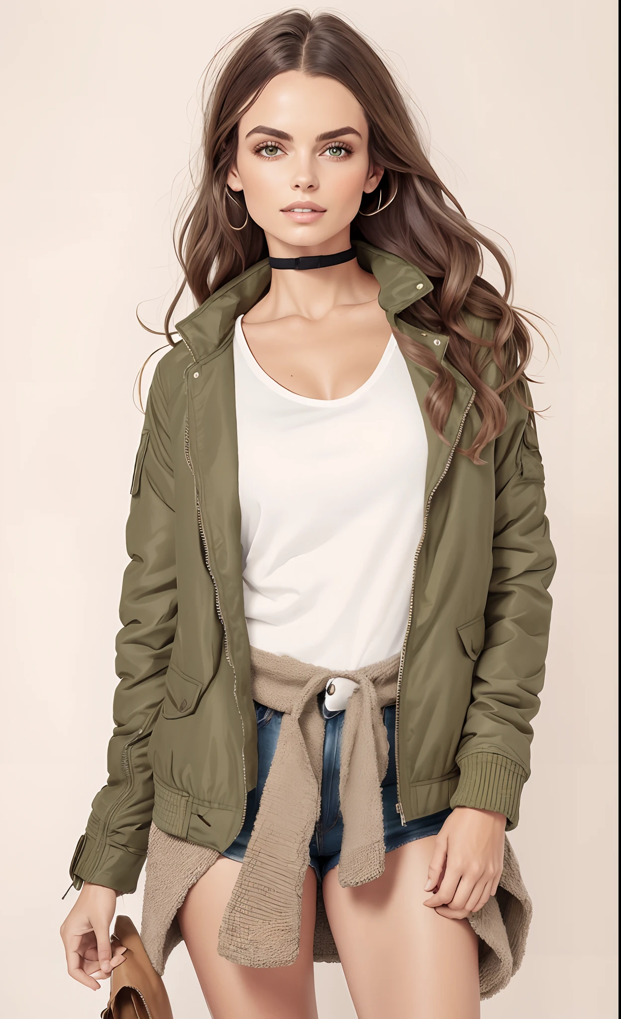 uma mulher linda vestindo uma jaqueta verde e camisa xadrez, jaqueta bomber colorida verde, vestindo jaqueta verde, vestindo jaqueta bomber verde escuro, jaqueta bomber, wearing jacket, vestindo uma jaqueta bomber, suit jacket, encapuzado, vestindo uma jaqueta de aviador, in tennis coat, jaqueta aberta, army girl outfit, verde oliva, usando capuz, menina vestindo capuz, jaqueta sobre tronco nu, jaqueta curta