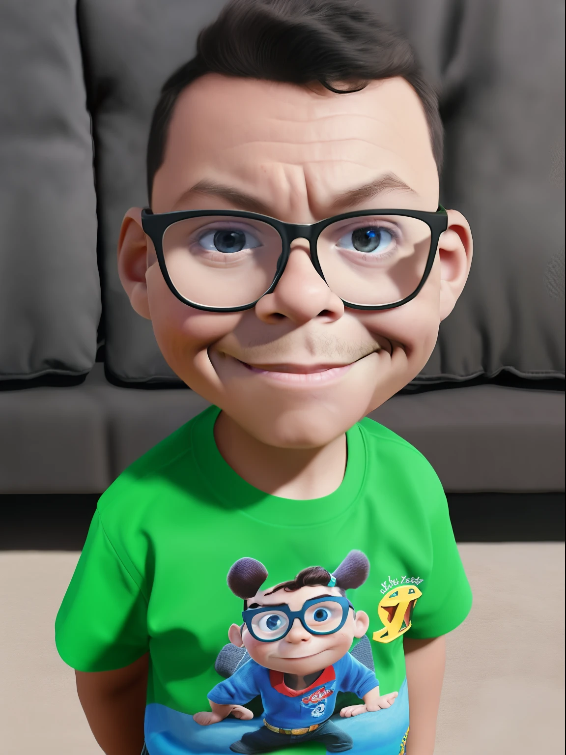 guttonervision8, [a 2--old  wearing glasses], Pixar, renderizado, Cartoon, Popmart, estilo hiper-realista