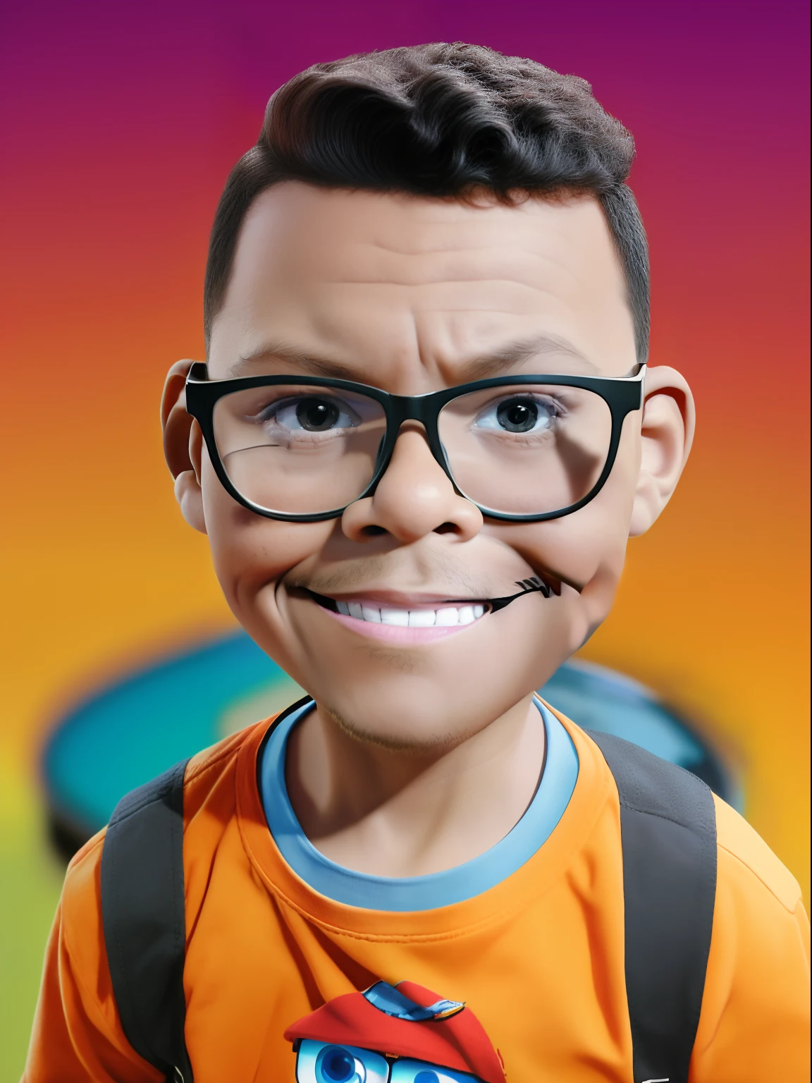 guttonervision8, [a 2-year-old boy wearing glasses], Pixar, renderizado, Cartoon, Popmart, estilo hiper-realista