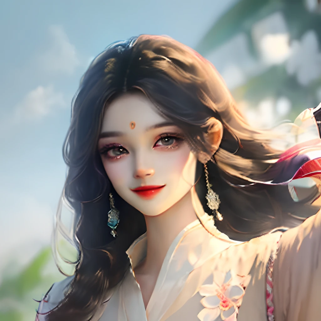 Pure-looking girl with long black hair and large, bright and expressive eyes. She usually wears elegant clothes and poses feminine. With his characteristic shy smile,