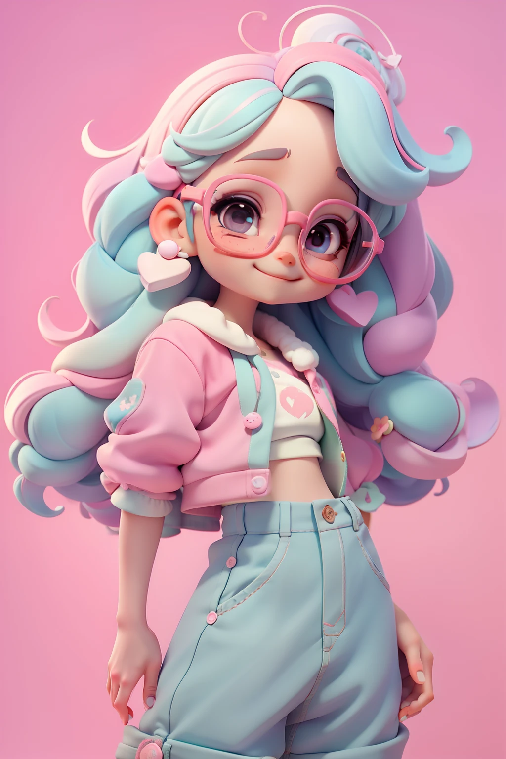 Alice fofa, Eyeglasses, meniga, olhos delicados, multicolorido, tom pastel, Pants, moletom, sorriso delicado, fundo simples e branco