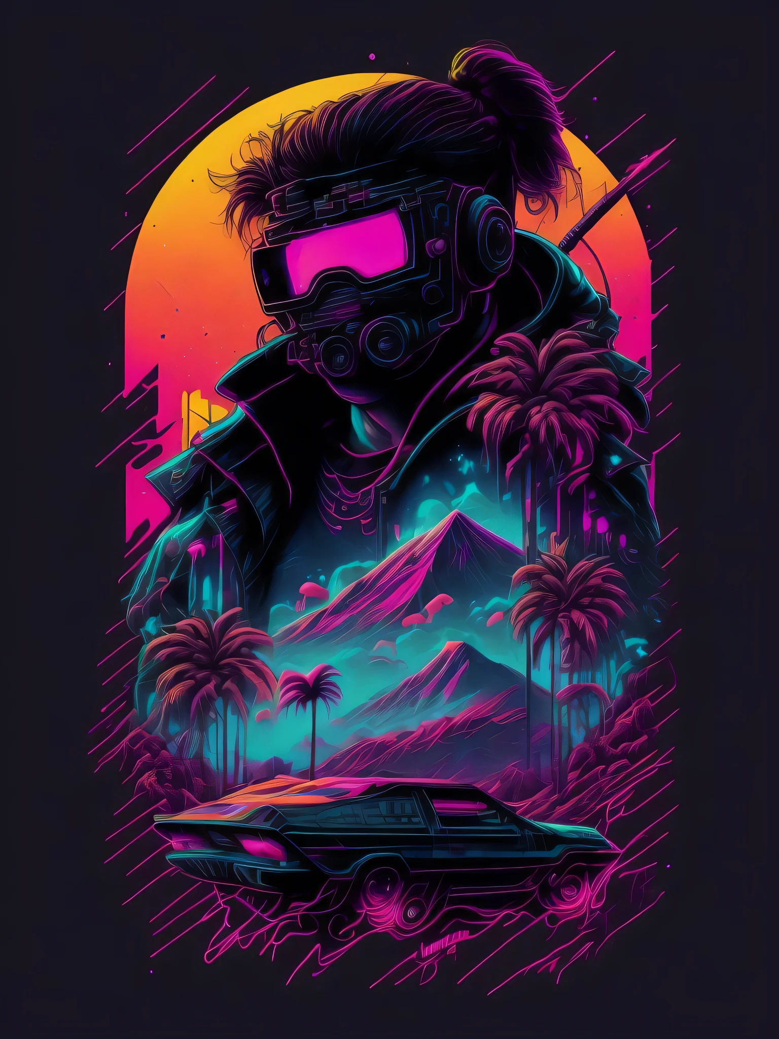 cyberpunk asthetic, graffiti inspired, neon colors, neo tokyo, futuristic, vector art, t-shirt design