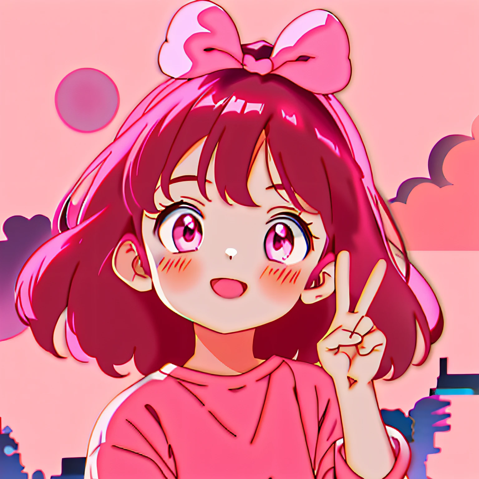 Anime girl with pink shirt and pink bow on her head, anime visual of a cute girl, Cute anime girl, style of anime4 K, cute kawaii girls, An anime girl, up of young anime girl, cute anime face, Anime girl, High Quality Anime Art Style, portrait of cute anime girl, Anime style portrait, anime moe art style, Anime style illustration