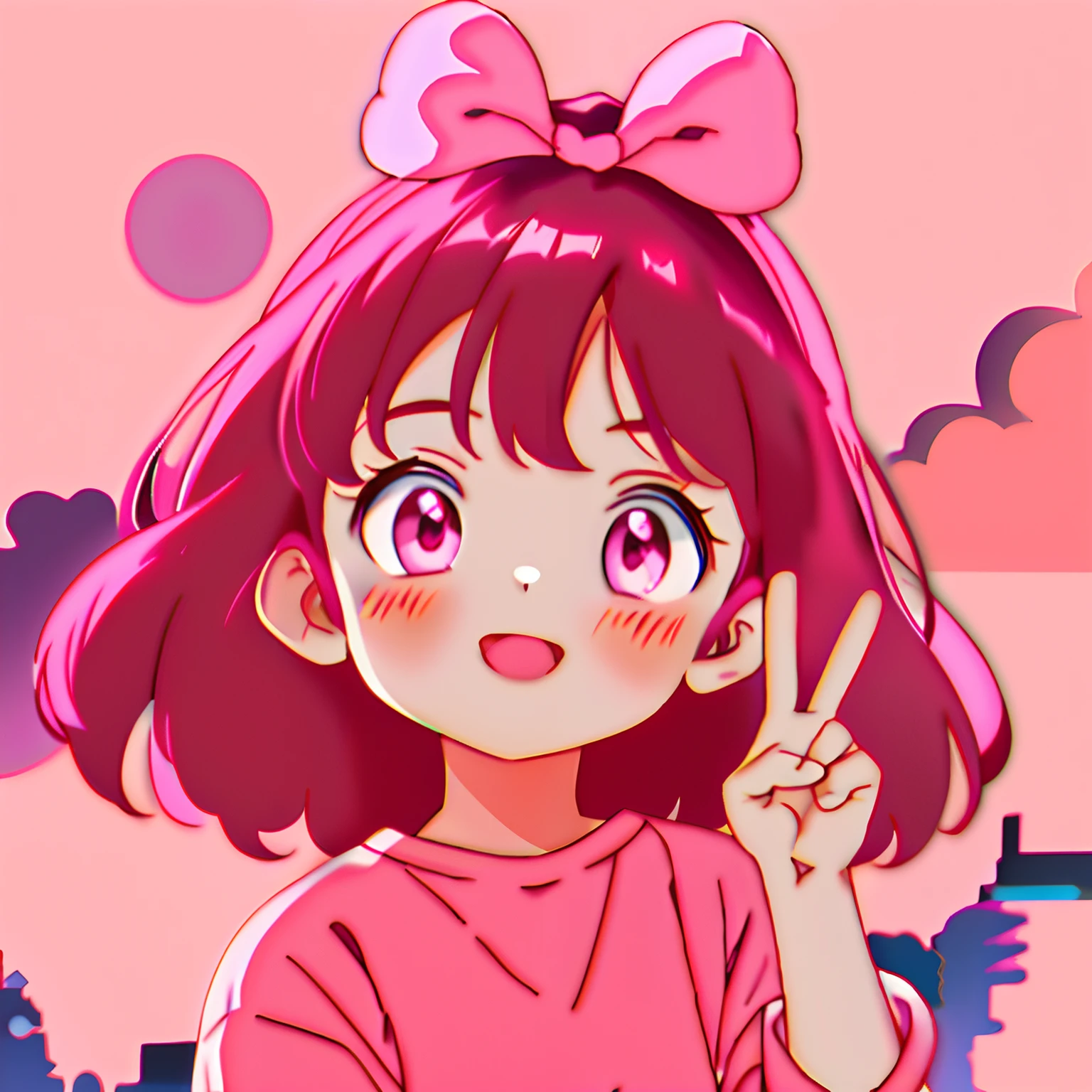 Anime girl with pink shirt and pink bow on her head, anime visual of a cute girl, Cute anime girl, style of anime4 K, cute kawaii girls, An anime girl, up of young anime girl, cute anime face, Anime girl, High Quality Anime Art Style, portrait of cute anime girl, Anime style portrait, anime moe art style, Anime style illustration