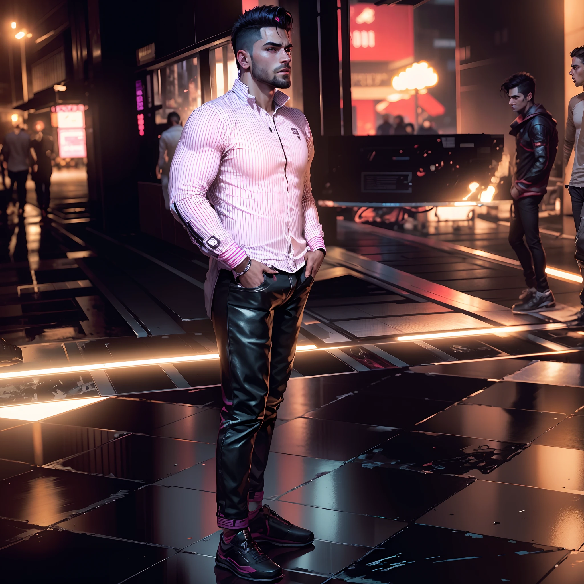 Change background with cyberpunk,handsome boy,8k resolution,realistic face,high defination pic