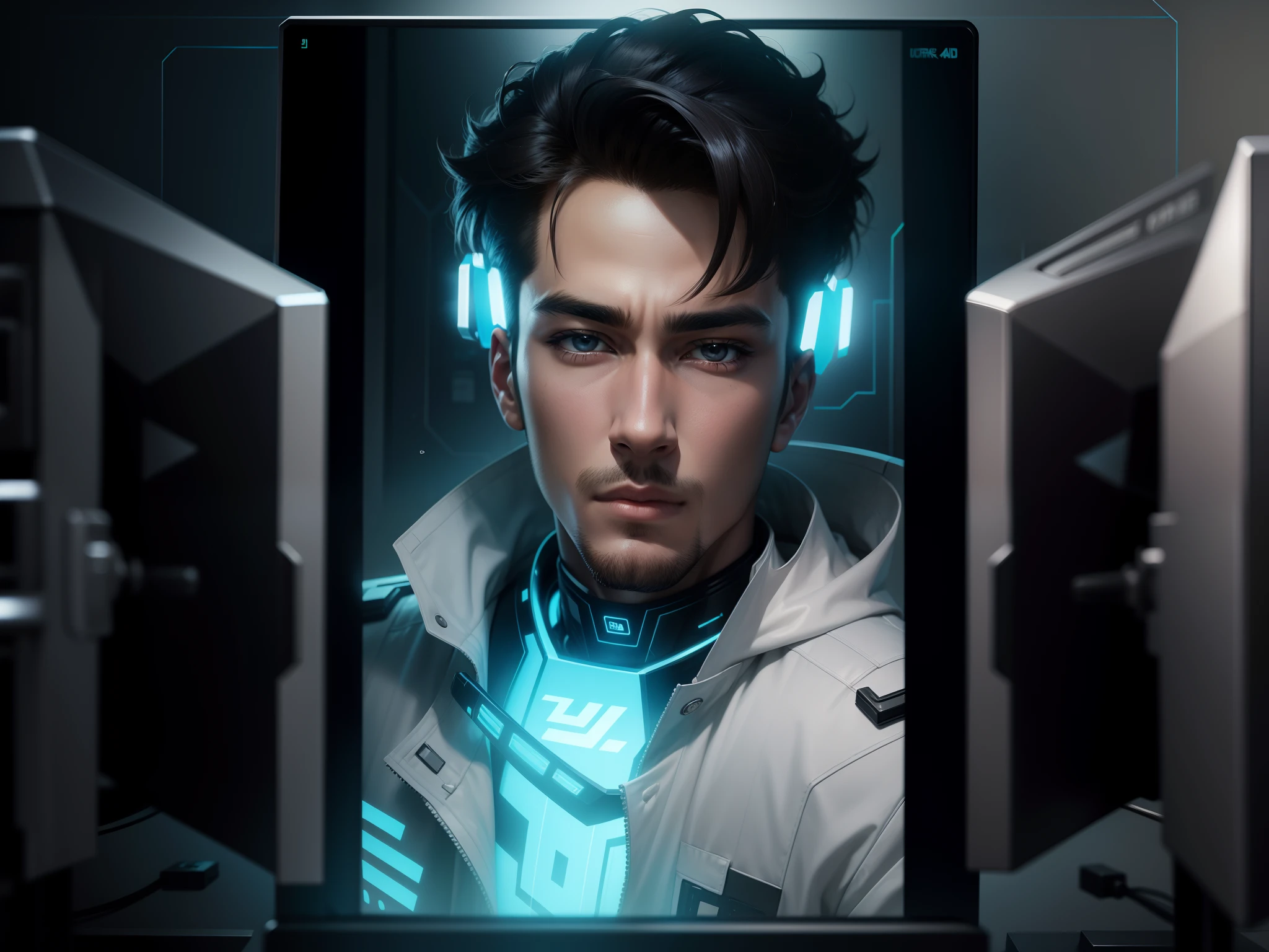 Cyber park handsome boy realistic face ultra HD