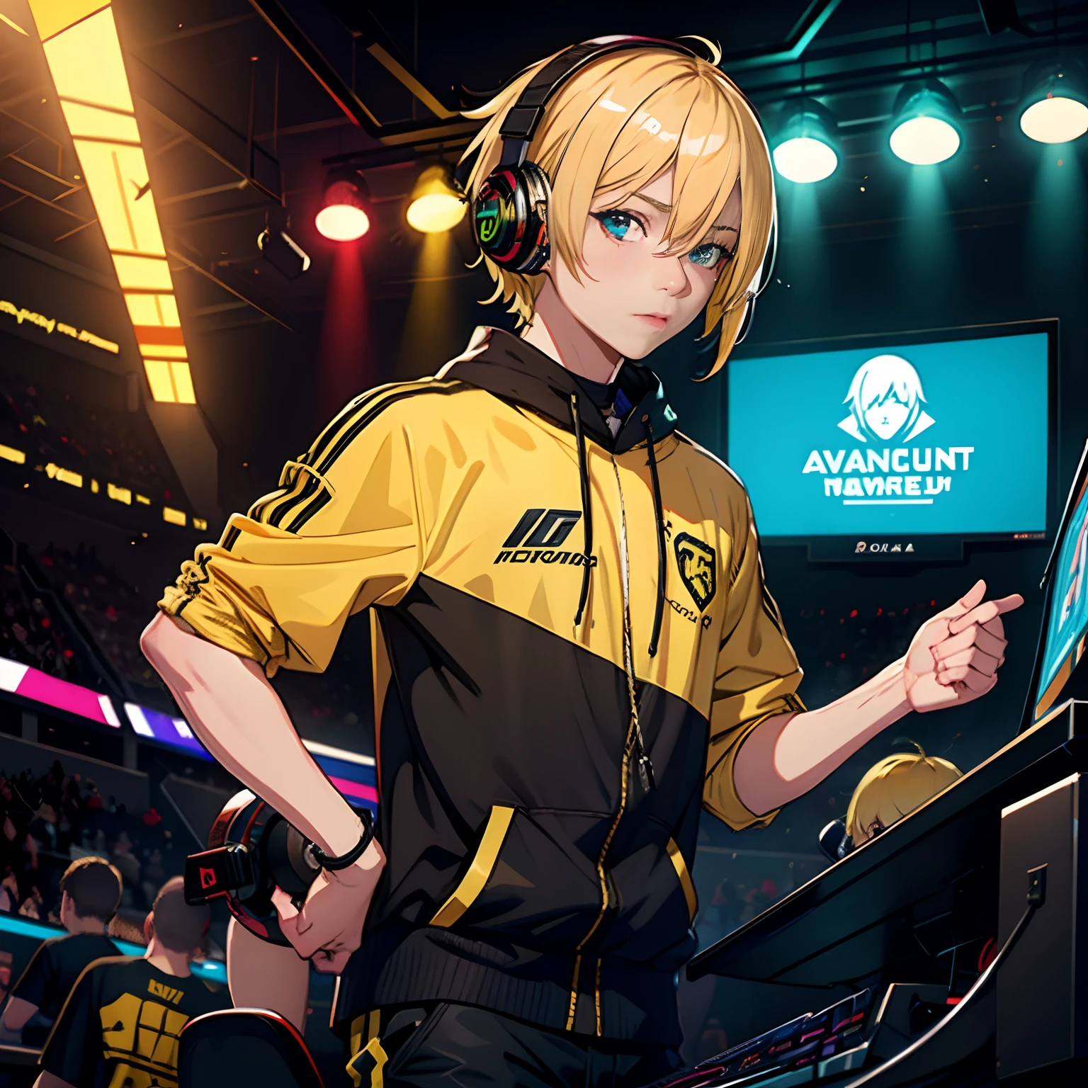 A yellow-haired lewd youth，Esports venues，It was an arrogant shout，Bring headphones