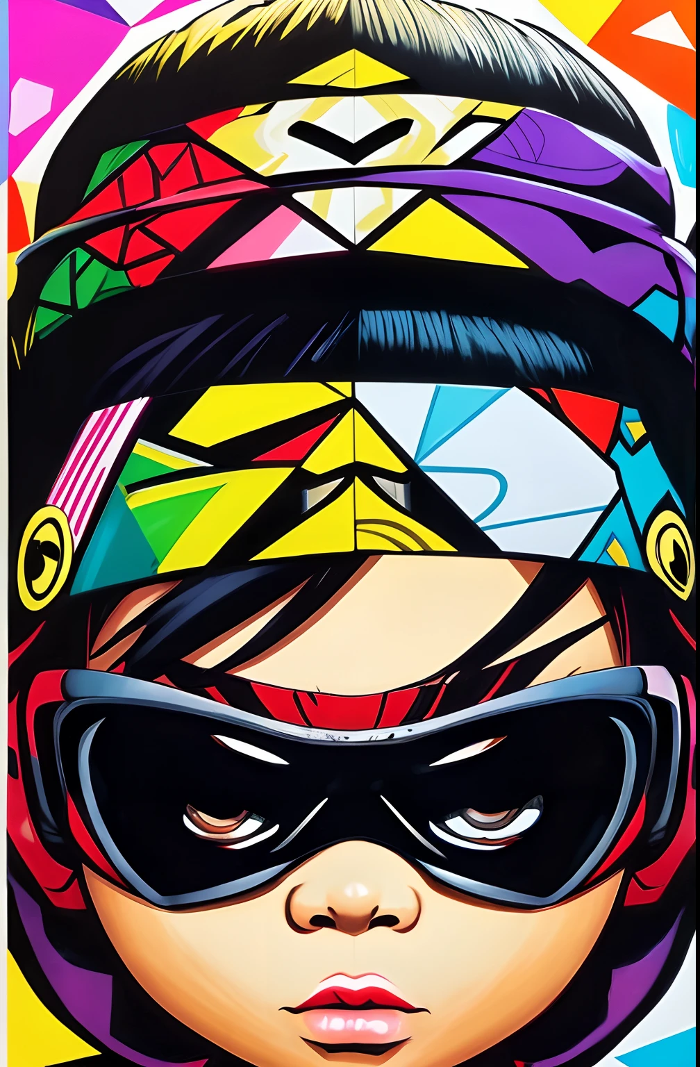 (Shino Aburame ),  Eduardo Kobra ,Romero Brito,The Filling Twins ,multidimensional geometric wall PORTRAIT, arte, Chibi,
Yang08k, lindo, Colouring,
Primary works, qualidade superior, melhor qualidade, Arte Oficial, Beautiful and Aesthetic, 16k