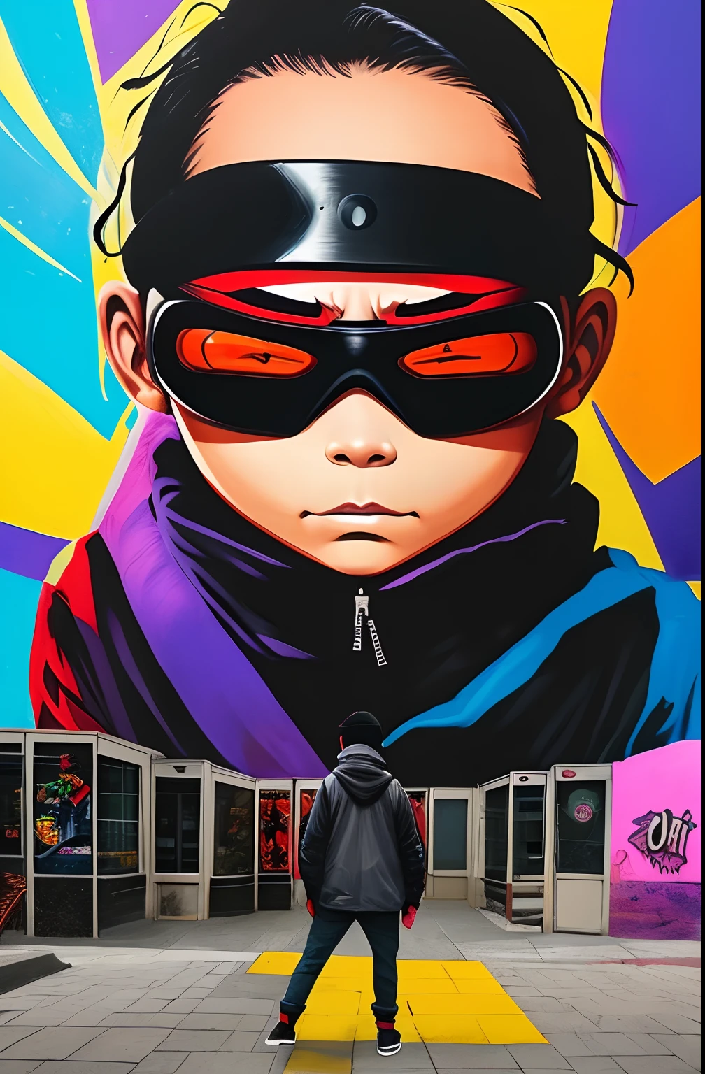(Shino Aburame ),  Eduardo Kobra ,Romero Brito,The Filling Twins ,multidimensional geometric wall PORTRAIT, arte, Chibi,
Yang08k, lindo, Colouring,
Primary works, qualidade superior, melhor qualidade, Arte Oficial, Beautiful and Aesthetic, 16k