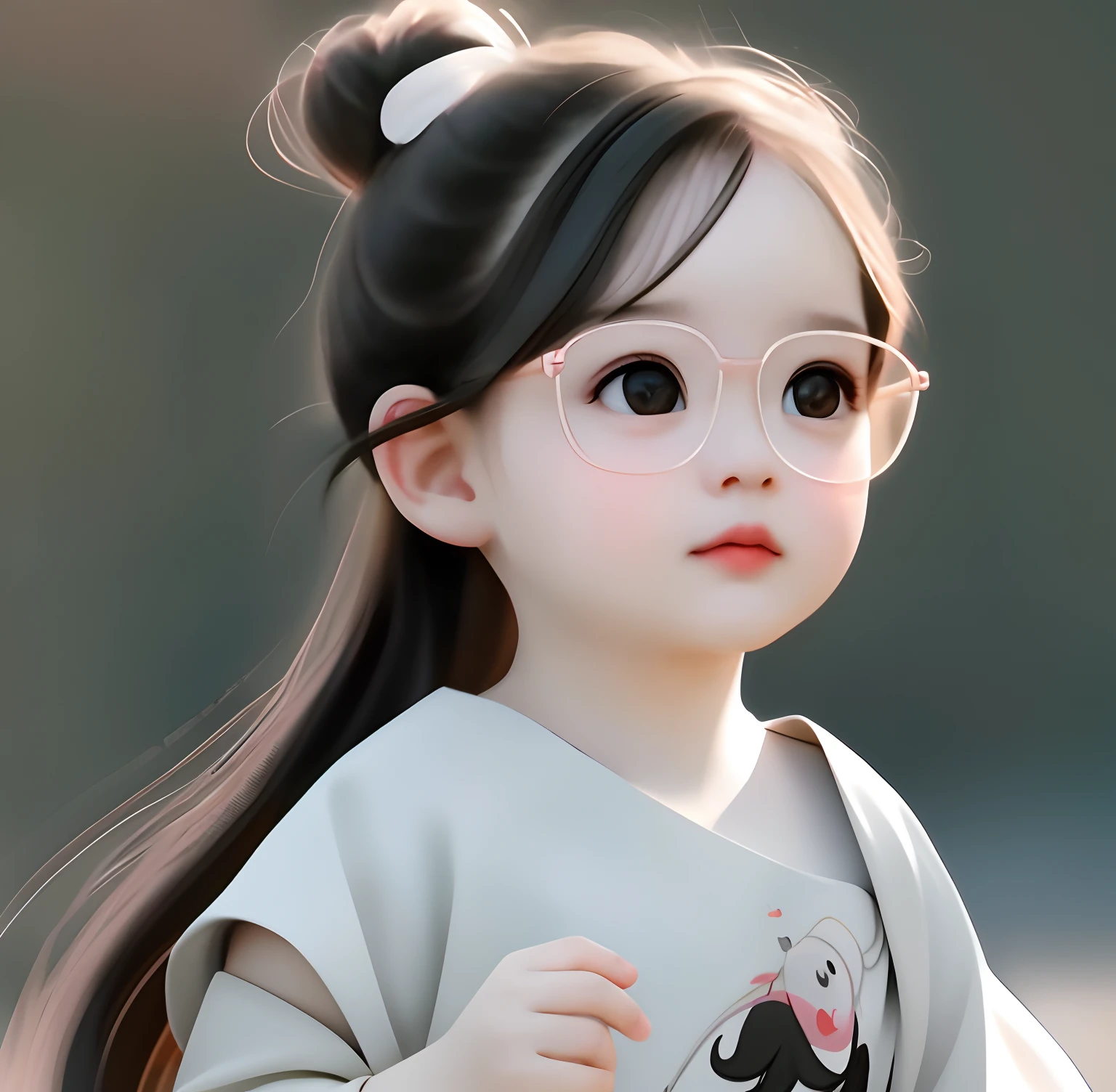 Close-up of a girl sitting at a table, lovely digital painting, adorable digital art, cute beautiful, Cute little Cute young girl, Realistic cute girl painting, cute portrait, beautiful lovely, Cute and lovely, with cute doting eyes, Young and cute face, Cute girl, adorable expression, cute kawaii girls, portrait cute-fine-face