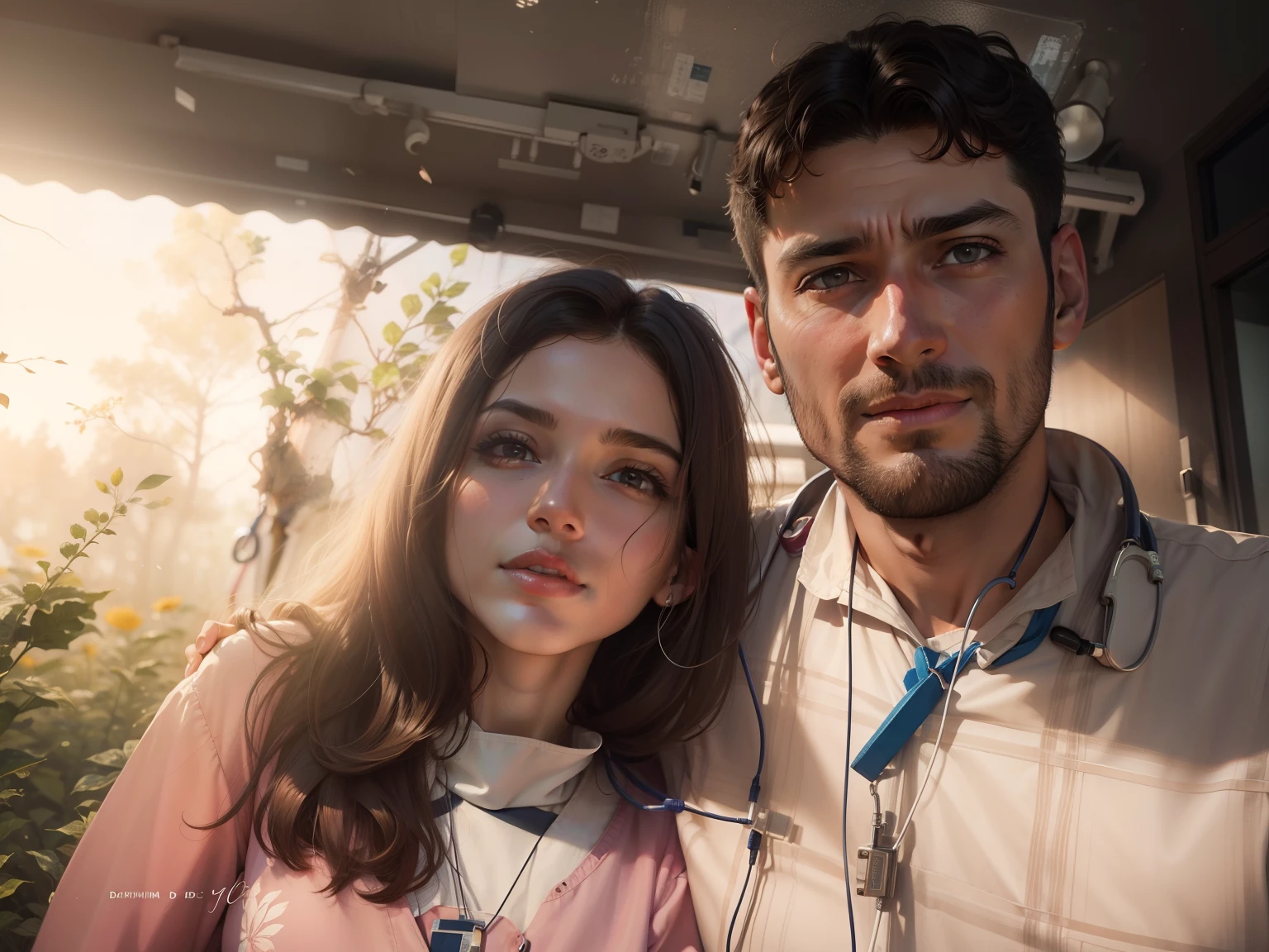 Doctor and Nurse with natural background