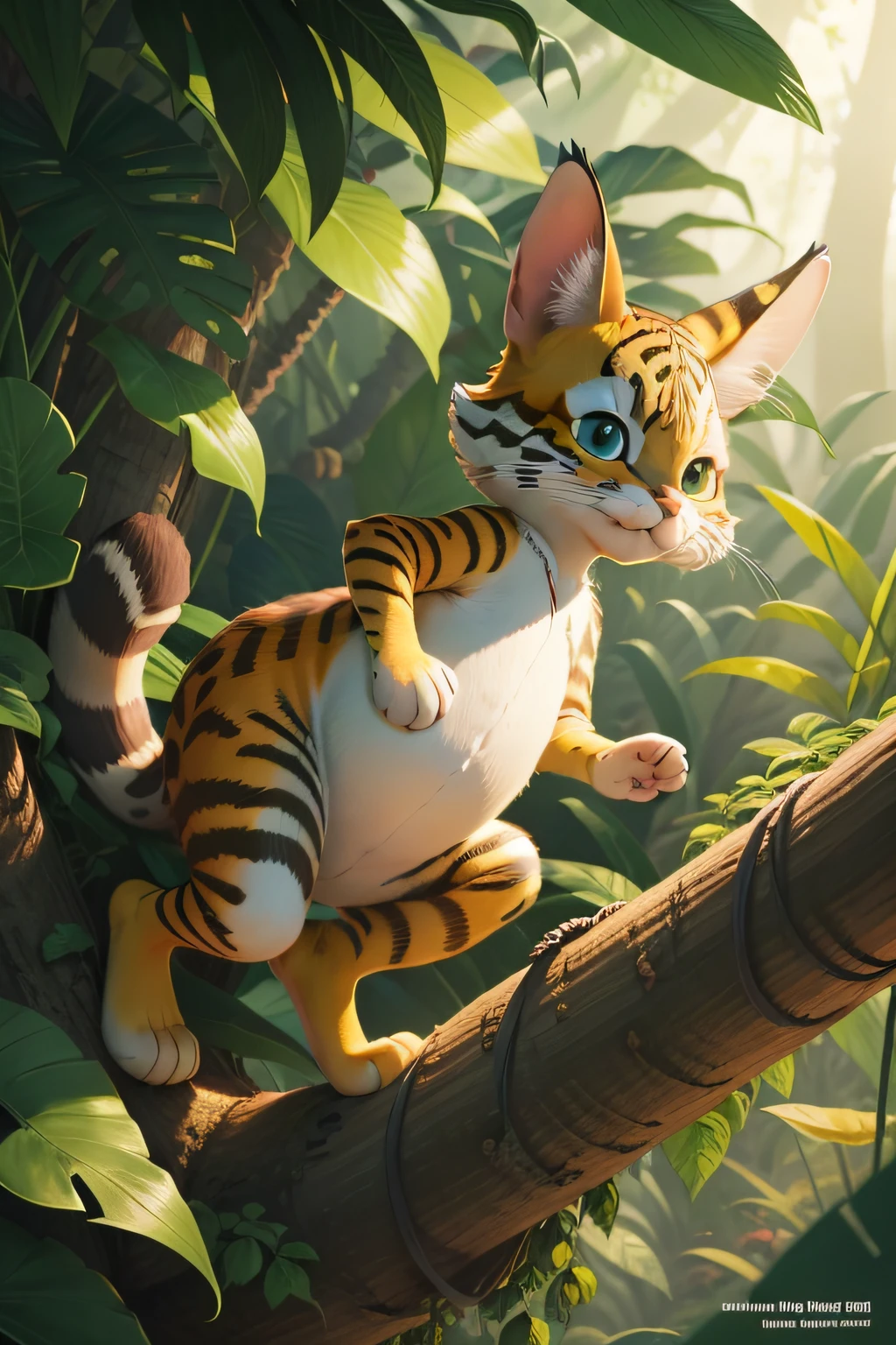 illustration page for kids, kanga in jungle, in hunt, cartoon fun, colour, low detail
