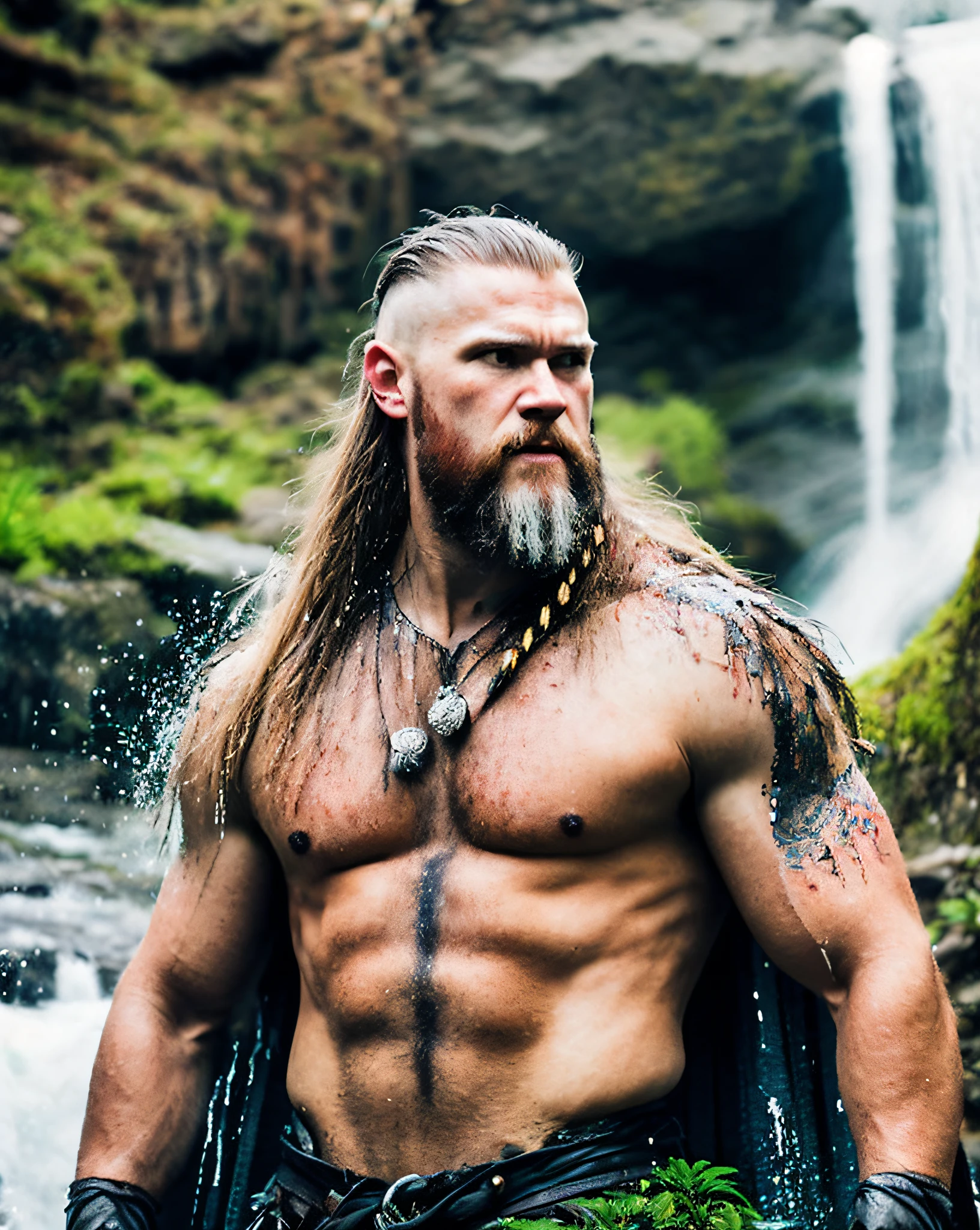 fking_scifi_v2,
portrait of a viking warrior,
standing in a waterfall,
cliffs,
close up