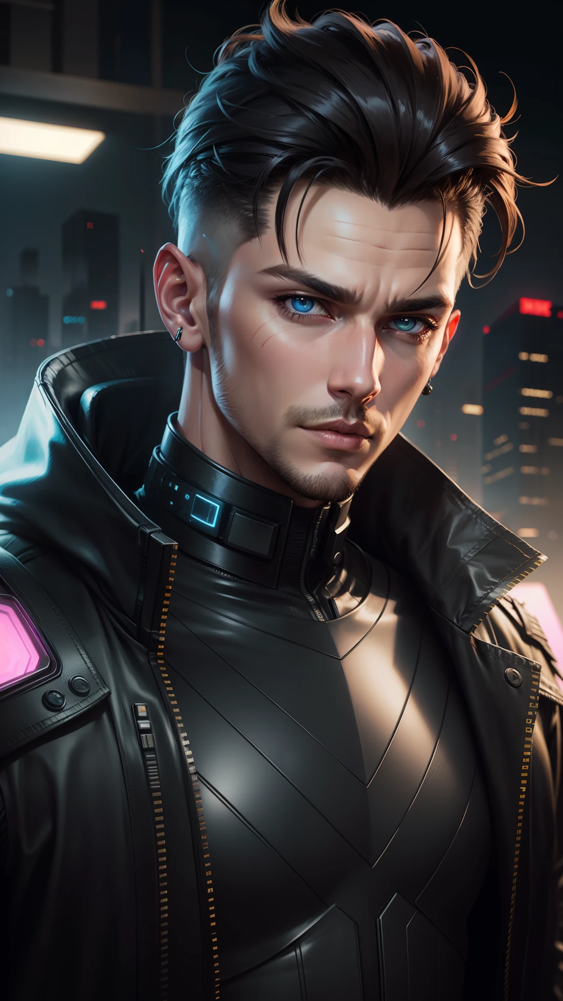 Change background cyberpunk handsome boy realistic face, ultra realistic