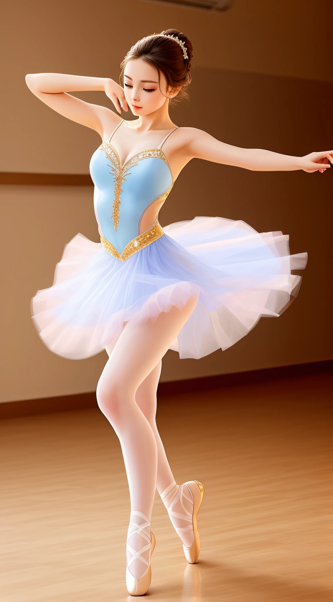 A graceful stunning girl dancing ballet