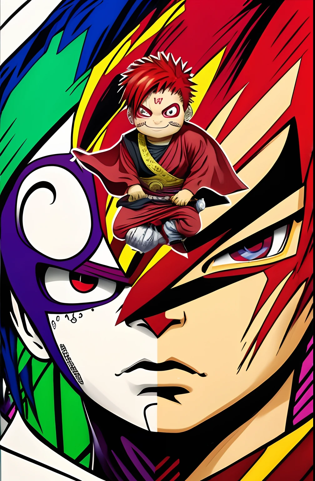 (Gaara ),  Eduardo Kobra ,Romero Brito,The Filling Twins ,multidimensional geometric wall PORTRAIT, arte, Chibi,
Yang08k, lindo, Colouring,
Primary works, qualidade superior, melhor qualidade, Arte Oficial, Beautiful and Aesthetic, 16k