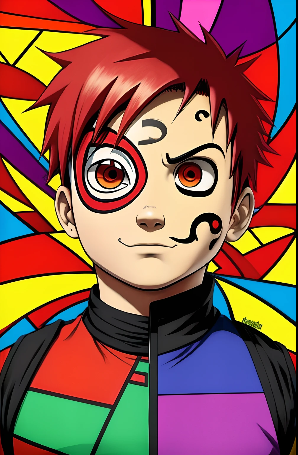 (Gaara ),  Eduardo Kobra ,Romero Brito,The Filling Twins ,multidimensional geometric wall PORTRAIT, arte, Chibi,
Yang08k, lindo, Colouring,
Primary works, qualidade superior, melhor qualidade, Arte Oficial, Beautiful and Aesthetic, 64k