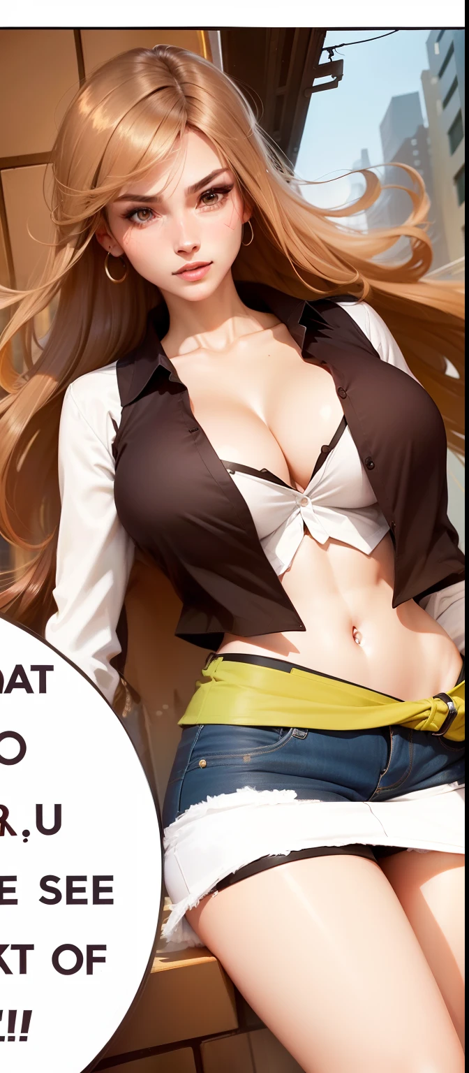 1.2, A pretty woman with perfect figure :1.4, Slender abs :1.2, ((Dark brown hair, Big breasts :1.2)), (White button up long shirt :1.1), City street:1.2, Highly detailed face and skin texture, Detailed eyes, Double eyelid