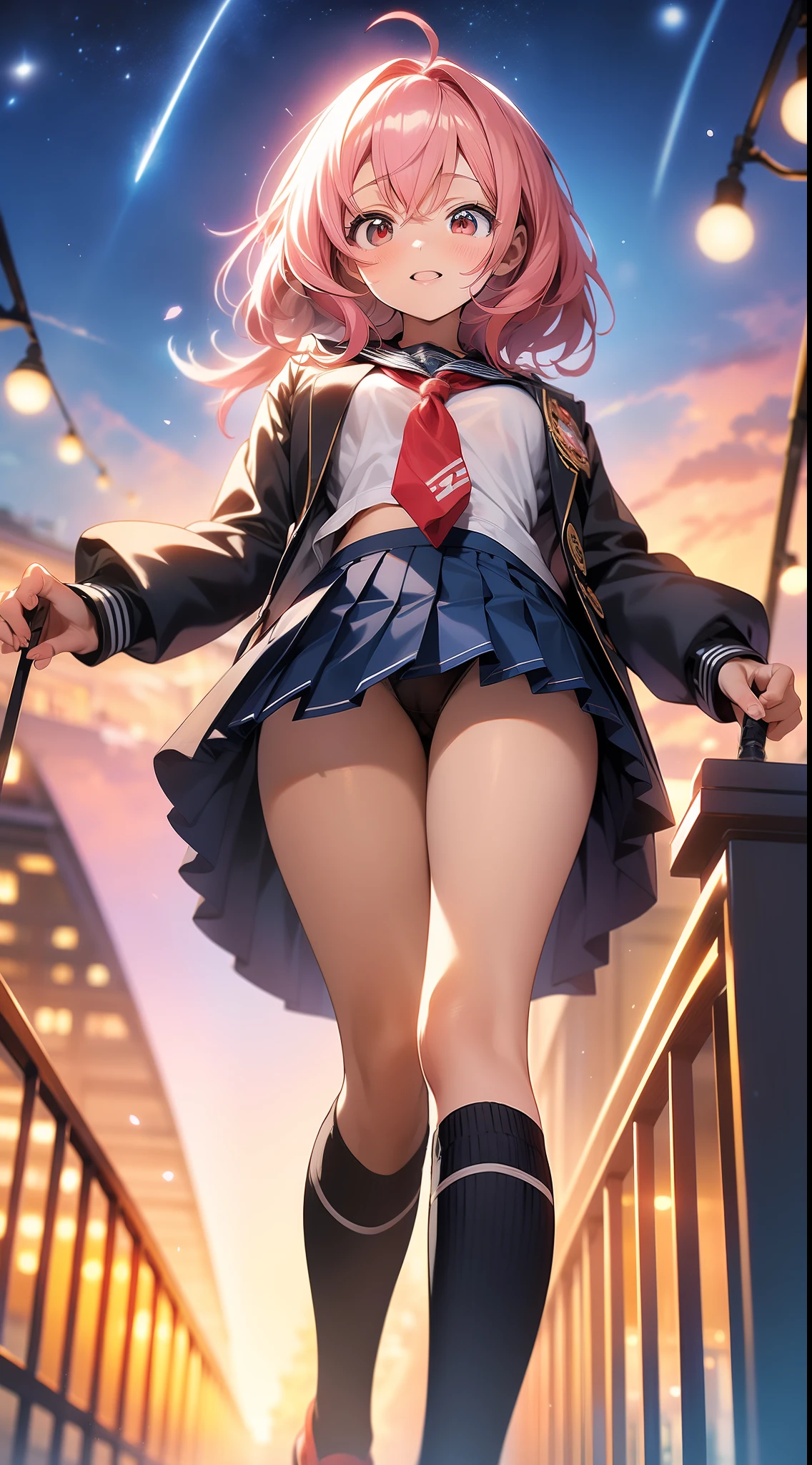 1 Menina da Anime Linda De cabelo Rosa Longo, It's red eyes., com pernas abertas, is With School Skirt, mostrando Roupas Intimas, it's Japanese high school clothing, com estrela nos olhos, imagem Estilo Novel de anime, Roupas Intimas Brancas, com calsinha branca, colegial senda em uma mesa de pernas abertas, mostrando Roupas Intimas, his face is flushed, com vergonha, wearing pantyhose, ((imagem Estilo Novel de anime)), ((corpo inteiro)), ((With Underwear there is Sample))