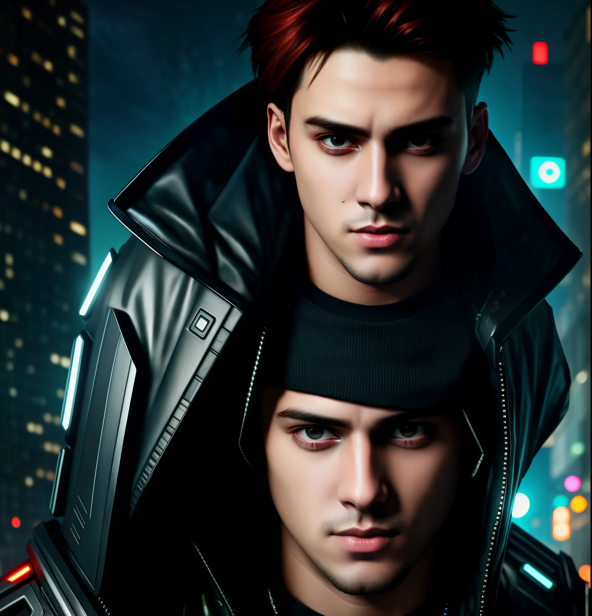 Change background cyberpunk handsome boy realistic face 8k ultra realistic