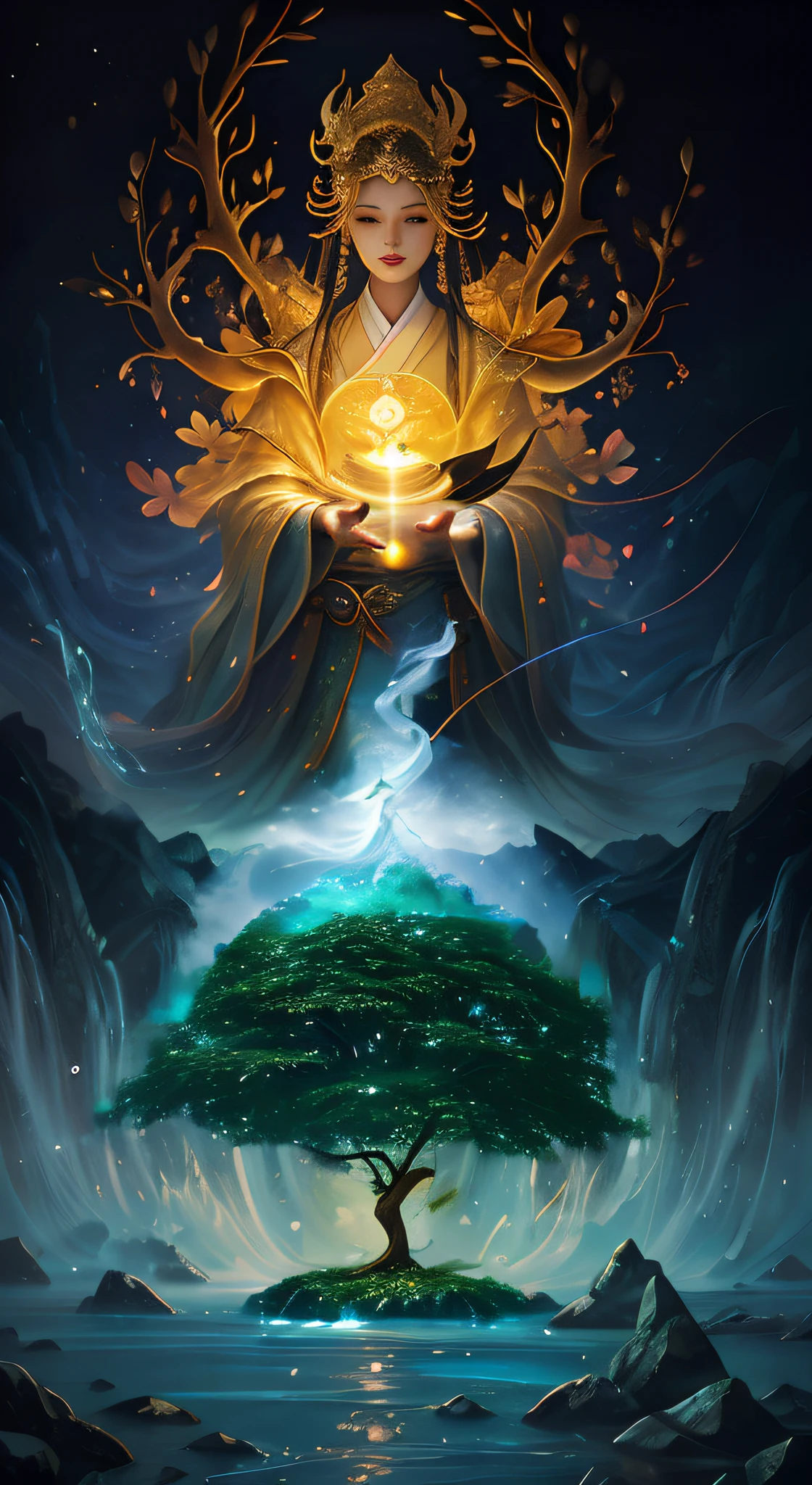 beautiful hand,Epic fantasy digital art style,(Particle effect)and other 3D, Octane rendering,Ray traching,Super meticulous
