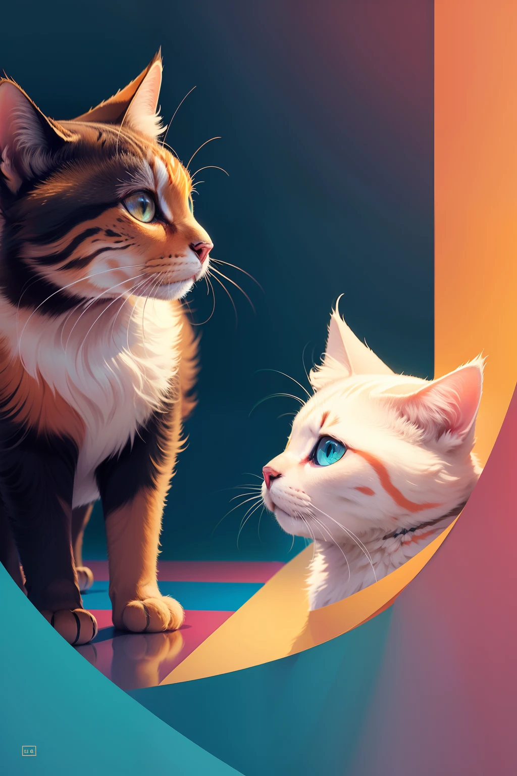 abstrato, colorido, gatos