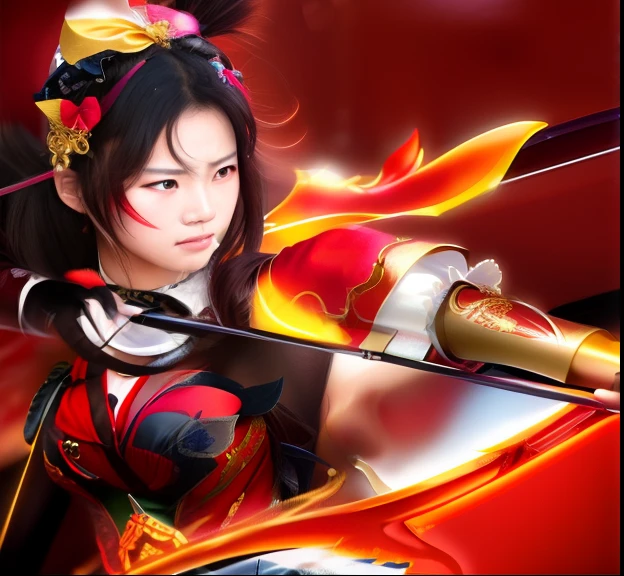 angry looking face、Close up portrait of young beauty woman with bow and bow, Yangtze
