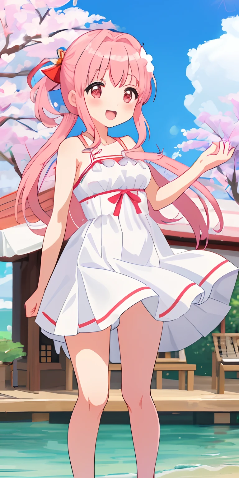 Sakura Kinomoto), 1 girl, white swimsuit, standing on her feet, segurando uma carta, 4k, (Alta qualidade), (alta resolução),
