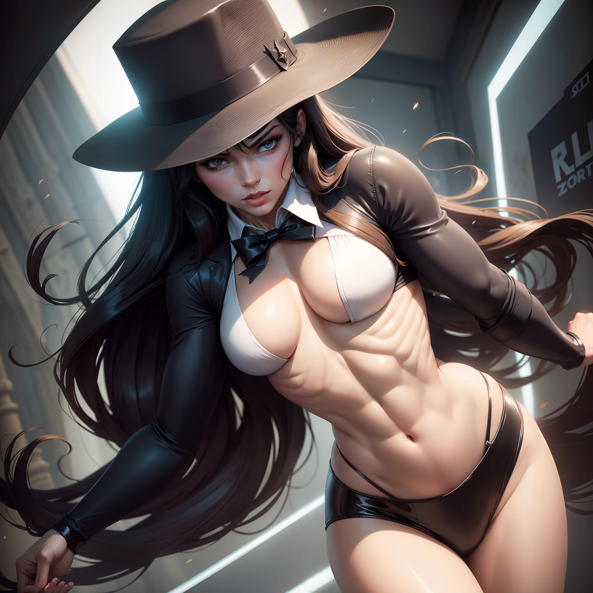 Zatanna Zatara Corpo fitness, forte, musculoso, estilo anime oldschool