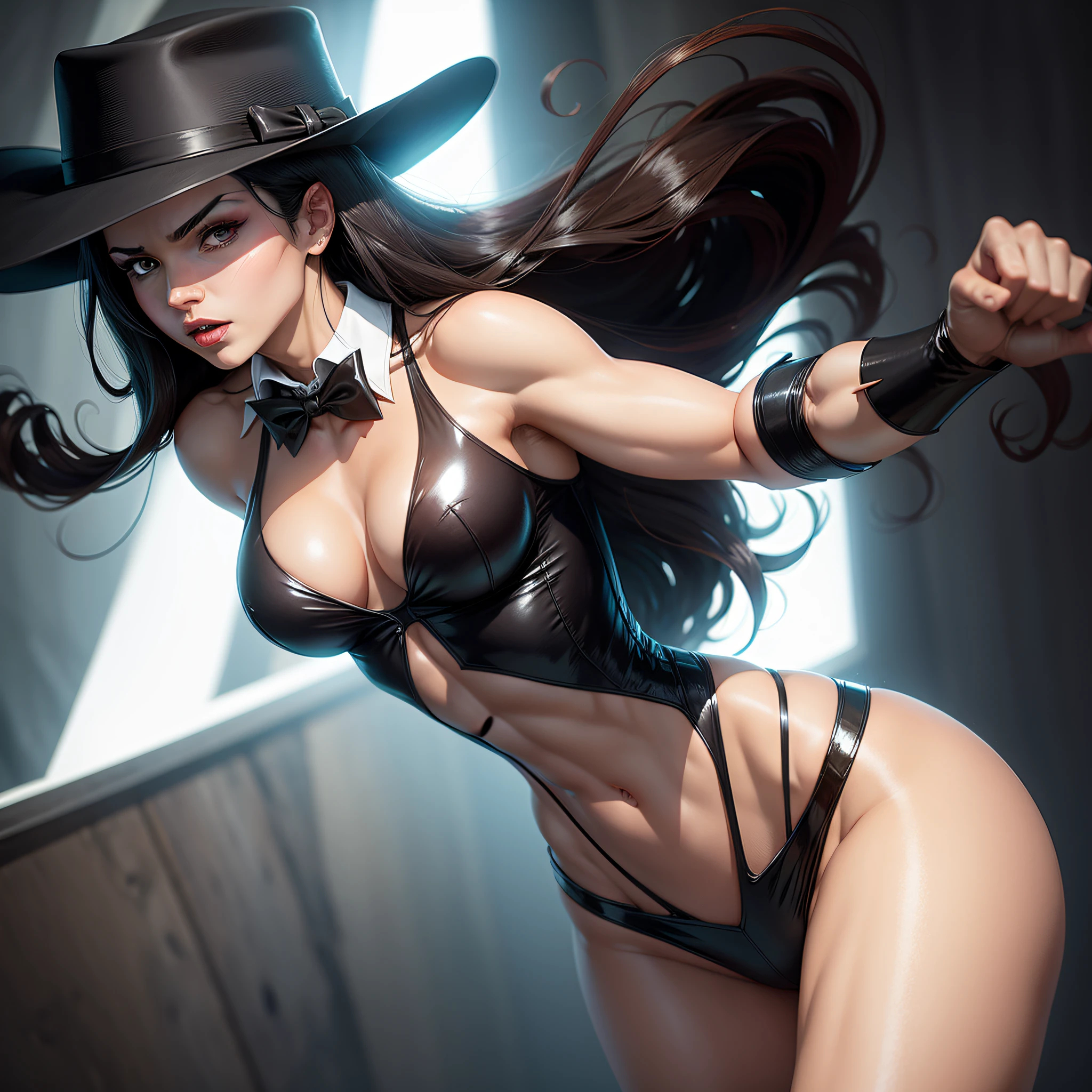 Zatanna Zatara Corpo fitness, forte, musculoso, estilo anime oldschool