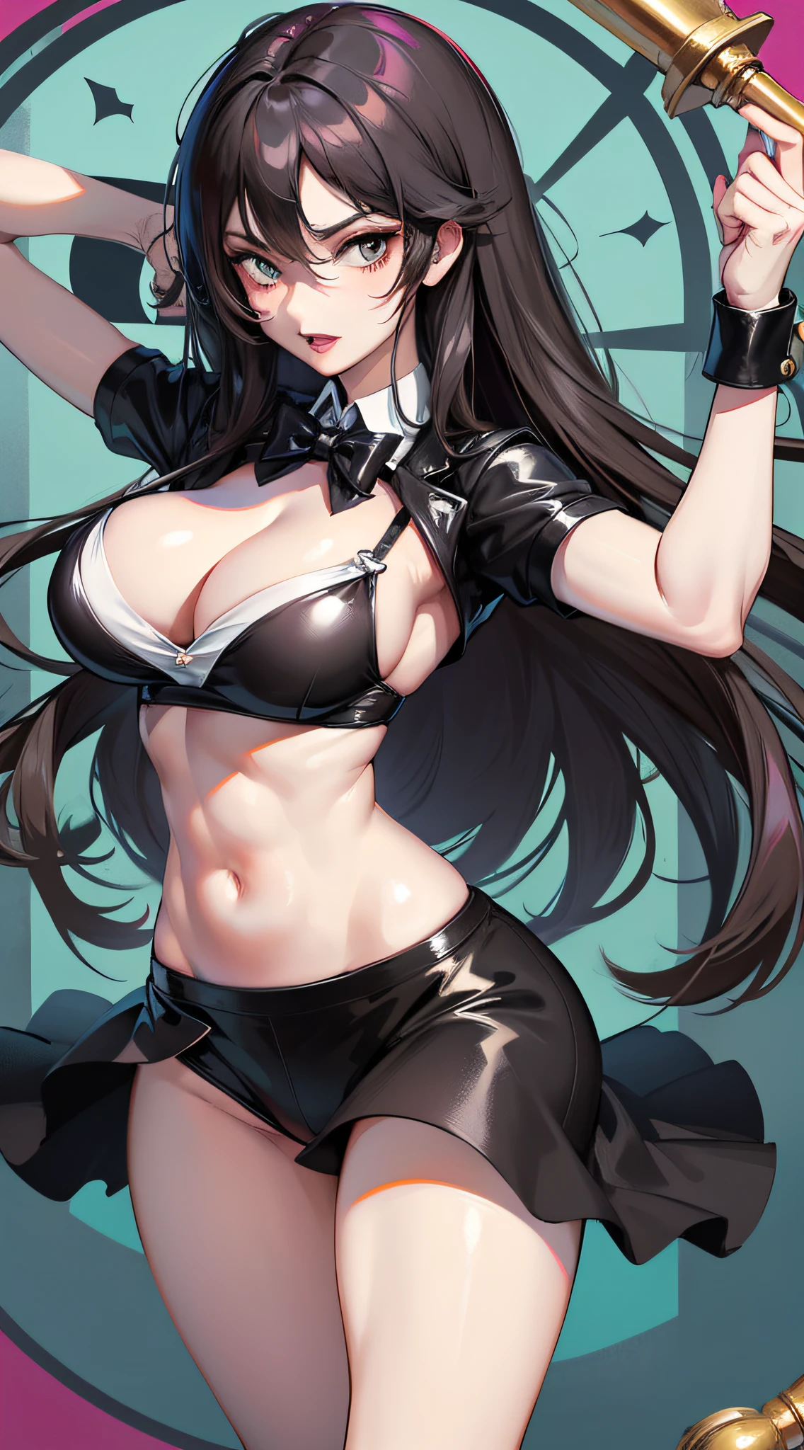 Zatanna Zatara Corpo fitness, forte, musculoso, estilo anime oldschool