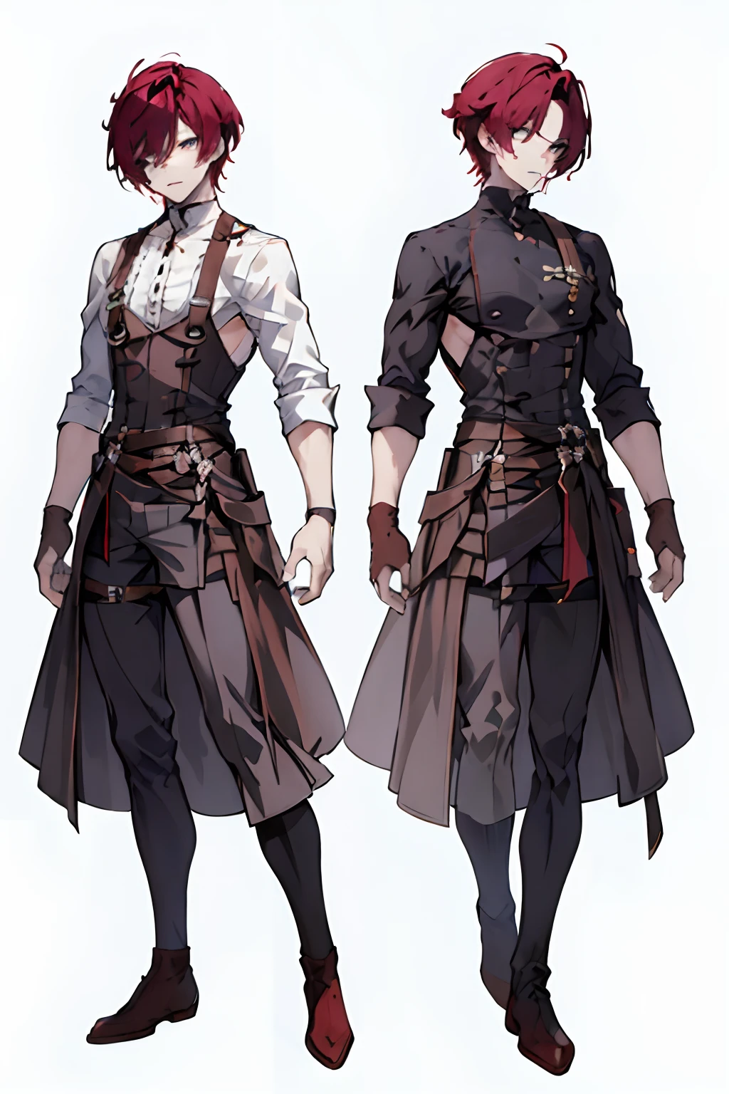 ((Masterpiece)),(((Best Quality))),(Character design sheet,same character,front,side,backboob), 1male, 独奏,The image of a man, (Haruki Teno's hairstyle, (Redhead:1), casual dress, Full HD, beste-Qualit, , Masterpiece, Best Quality, Looking around, full - body, Concept art, character concept art, Character sketch, reference sheet, Character Sheet, (Simple background, whitebackground: 1.3)